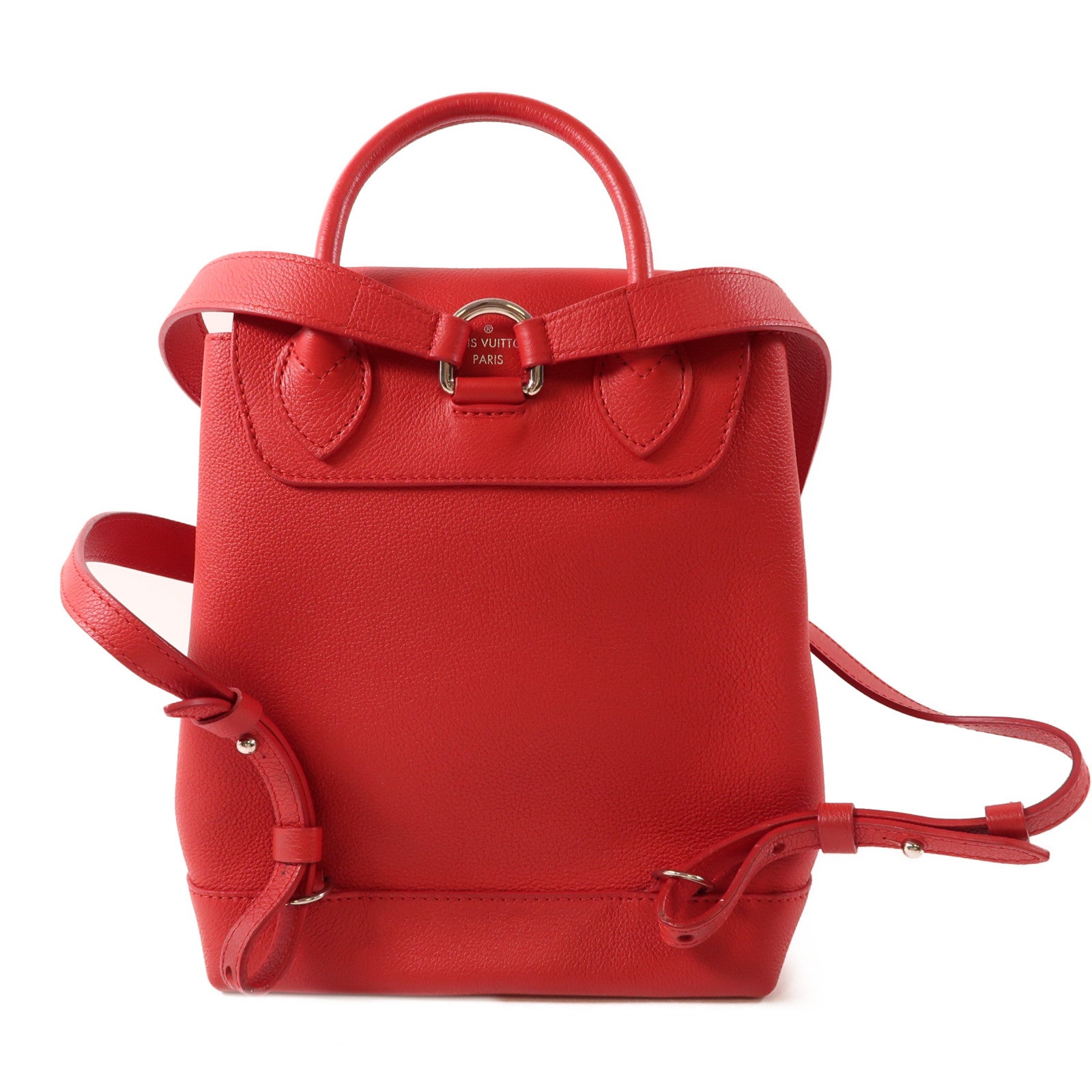 LOUIS VUITTON 牛皮皮革Lockme Backpack銀扣背包紅色