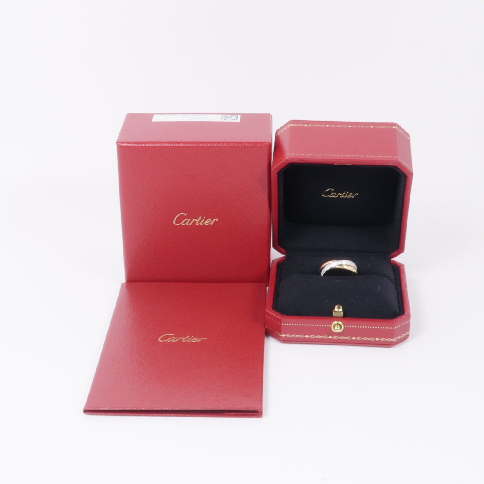 CARTIER 18K黃金/白金/玫瑰金Trinity鑽石戒指Cartier#51/US#6