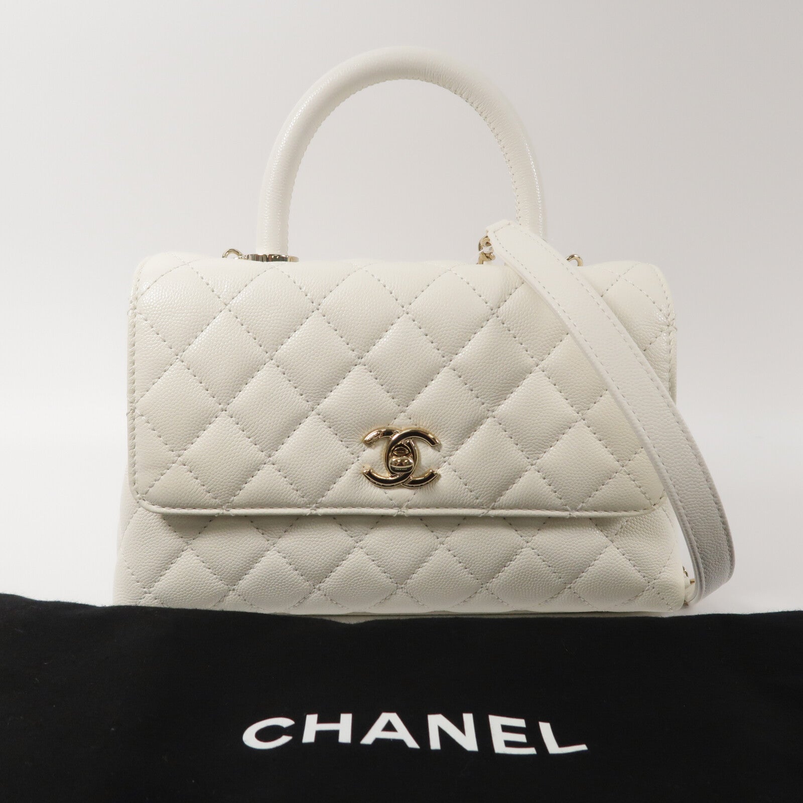 CHANEL 牛皮皮革Coco Handle Small鏈帶手挽肩背兩用袋