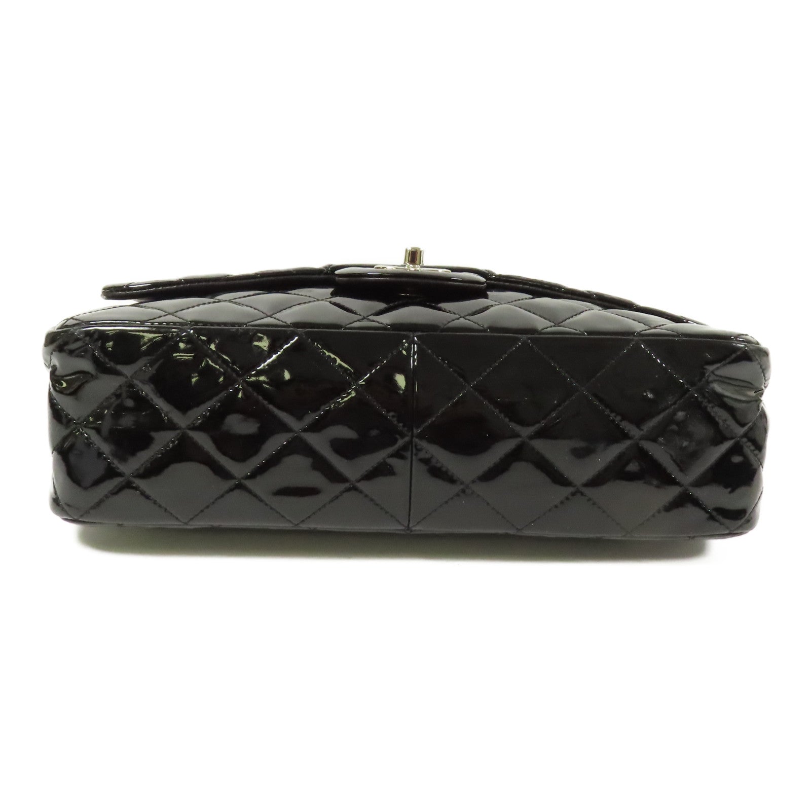 CHANEL 漆皮皮革Large Classic銀扣鏈帶肩背袋