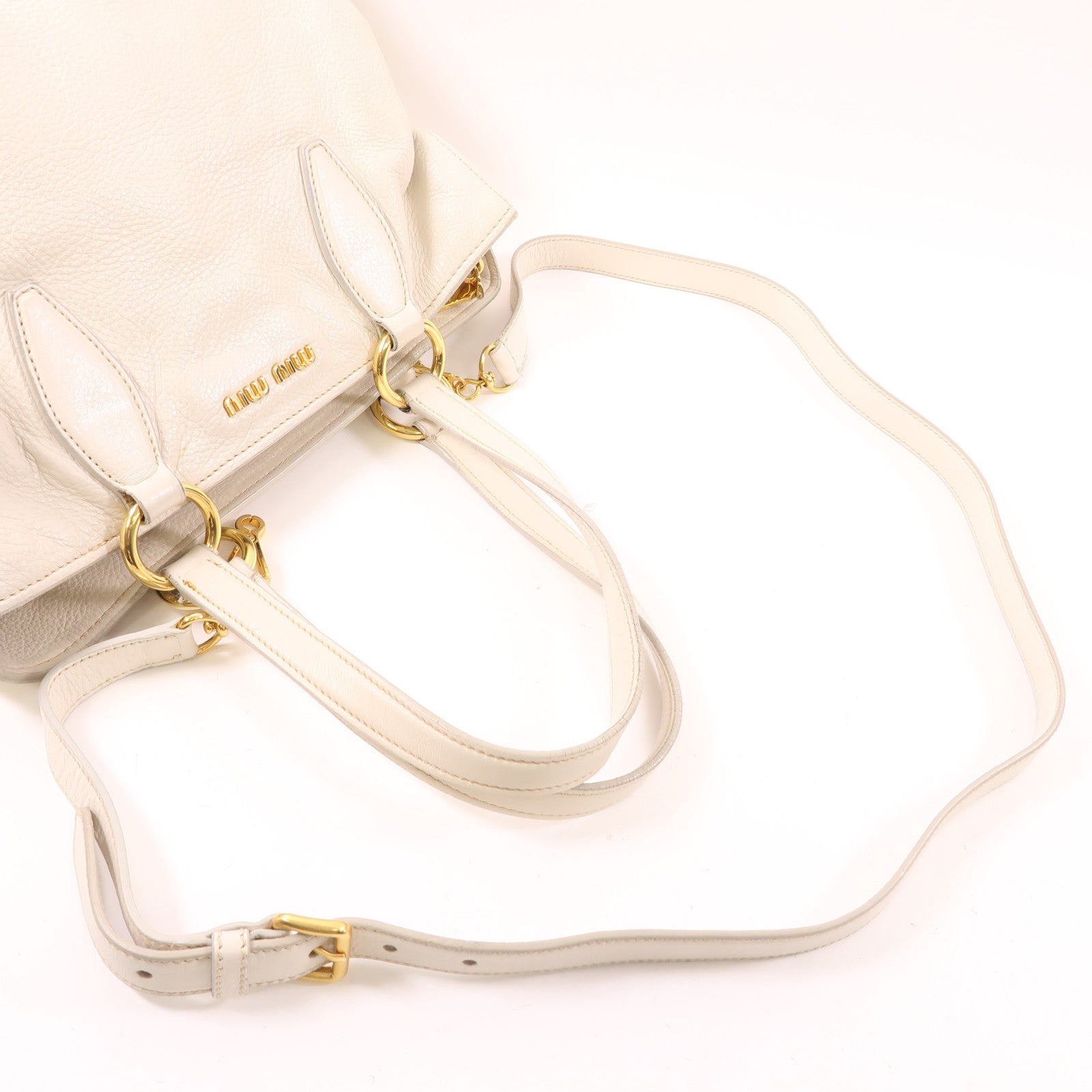 Miu Miu 牛皮皮革2 Way Shoulder金扣手挽肩背兩用袋