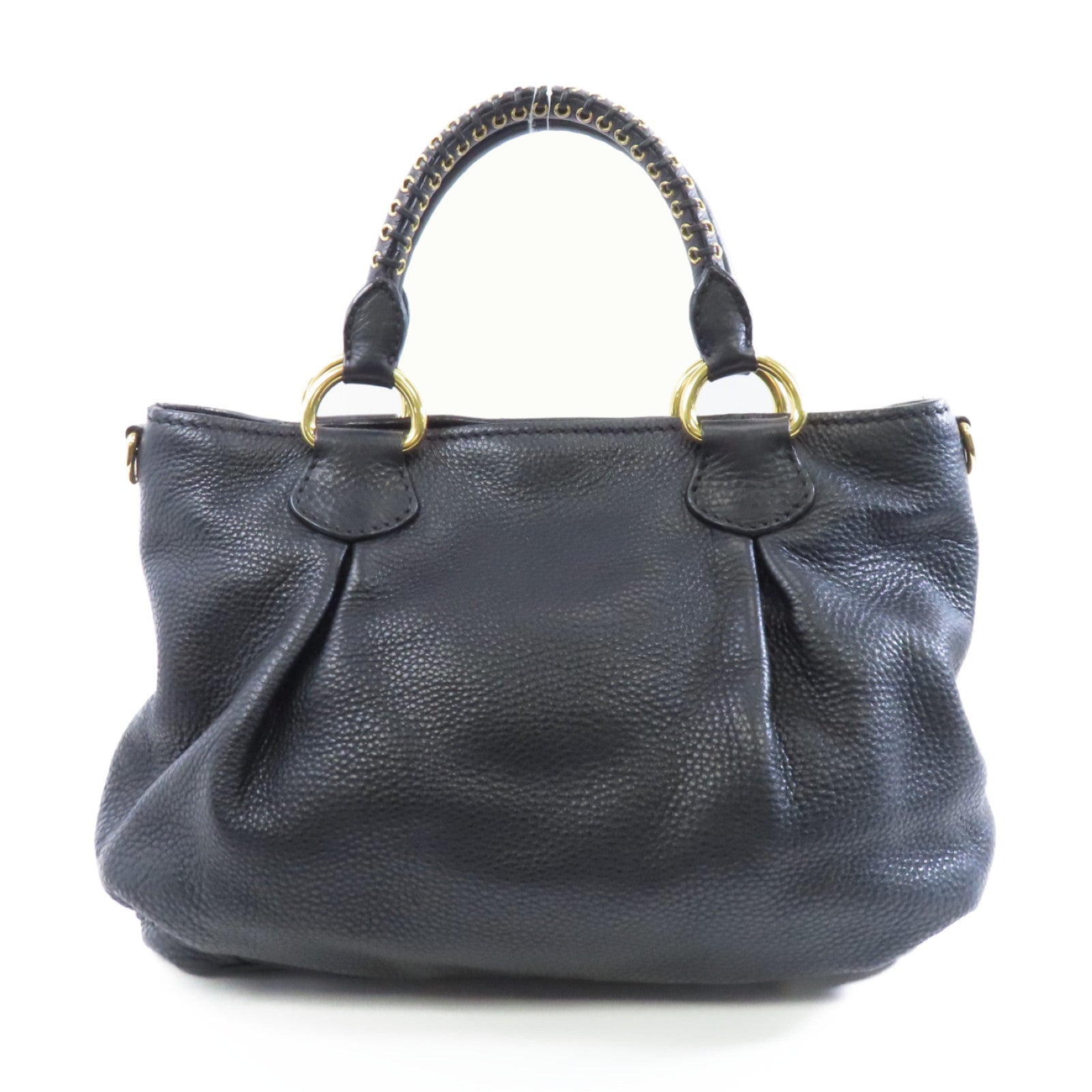 Miu Miu 【激減優惠】牛皮皮革2 Way Shoulder金扣手挽肩背兩用袋黑色
