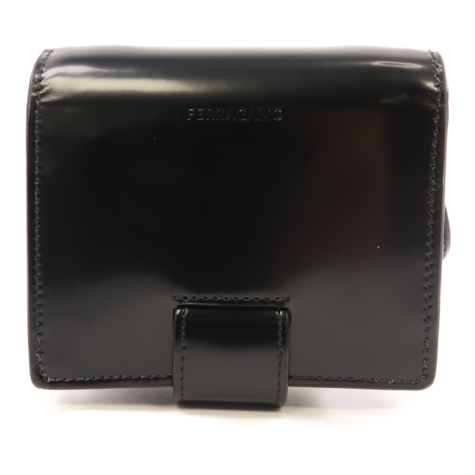 Salvatore Ferragamo 皮革Shoulder Bag銀扣肩背袋黑色