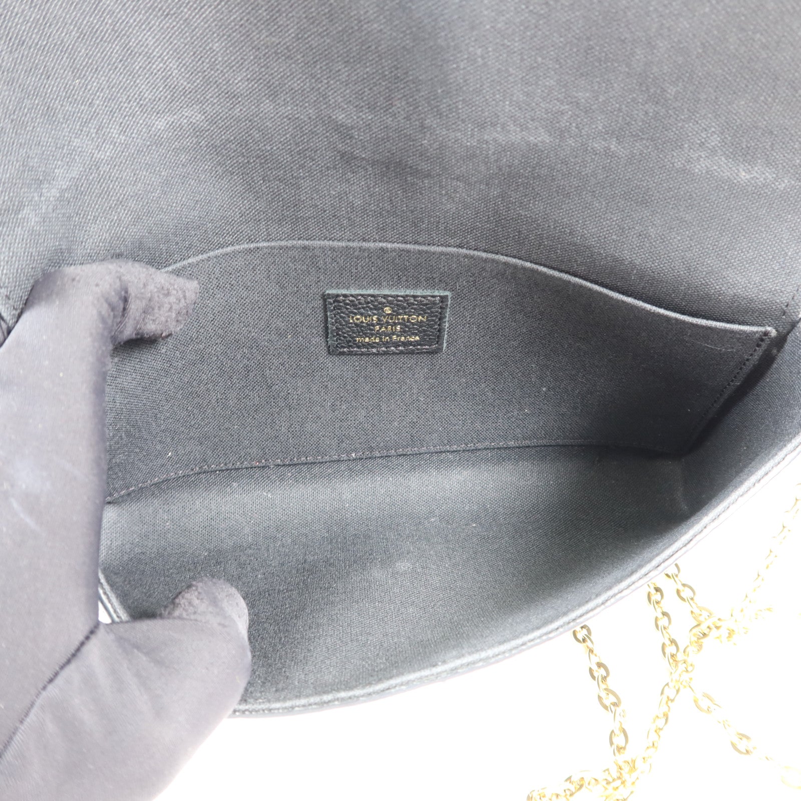 LOUIS VUITTON Monogram Empreinte Felicie Pochette 金扣鏈帶肩背袋