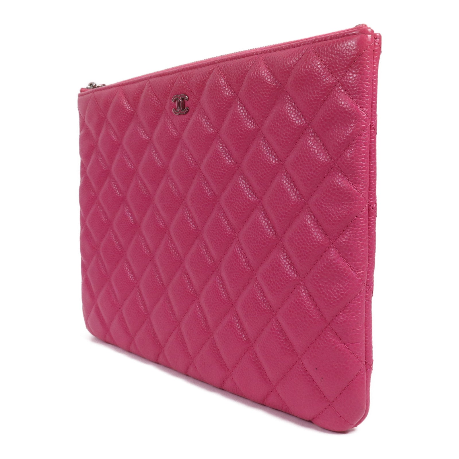 CHANEL 牛皮皮革Classic Medium銀扣手拿包