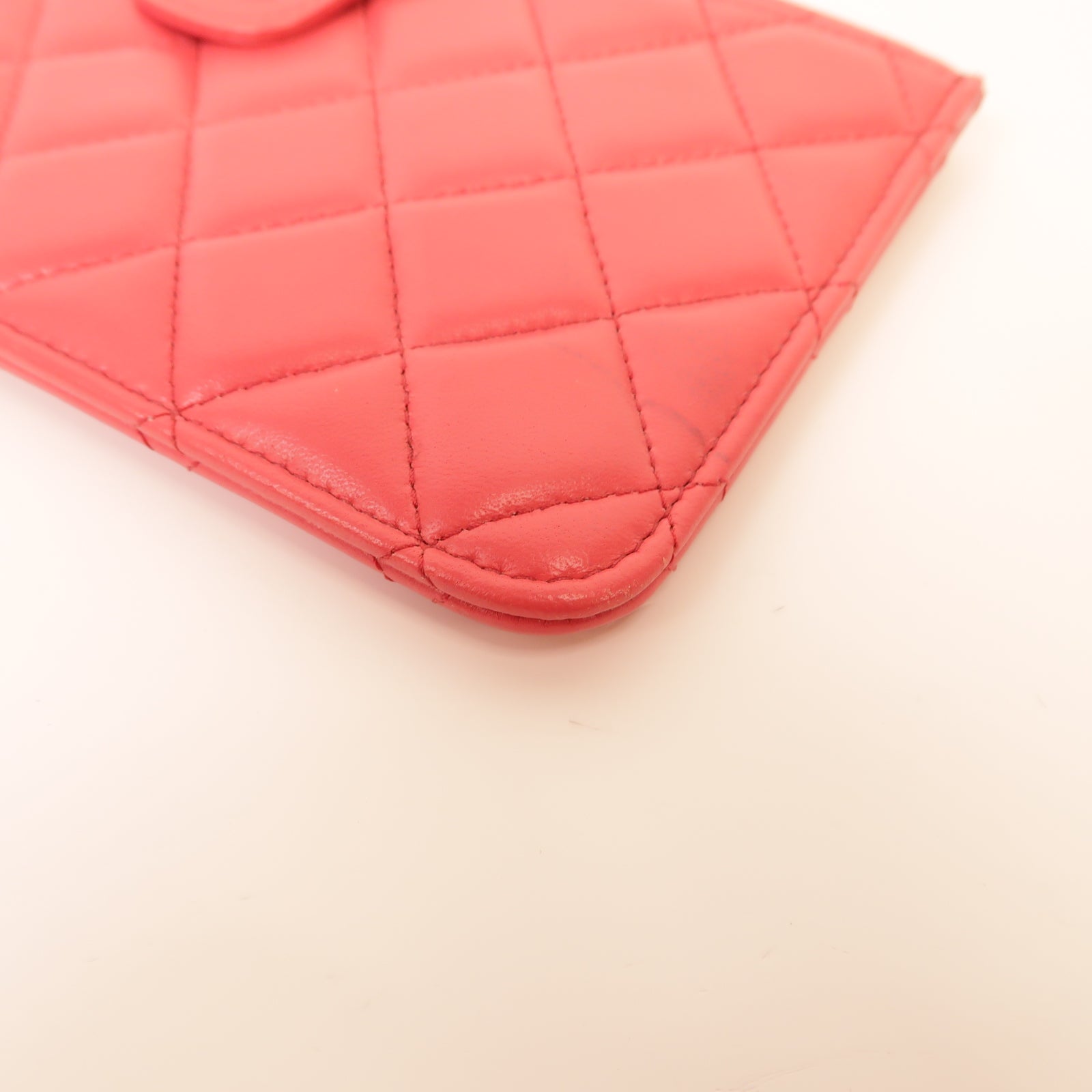 CHANEL 【激減優惠】菱格羊皮皮革Clutch Bag銀扣手拿包粉紅色