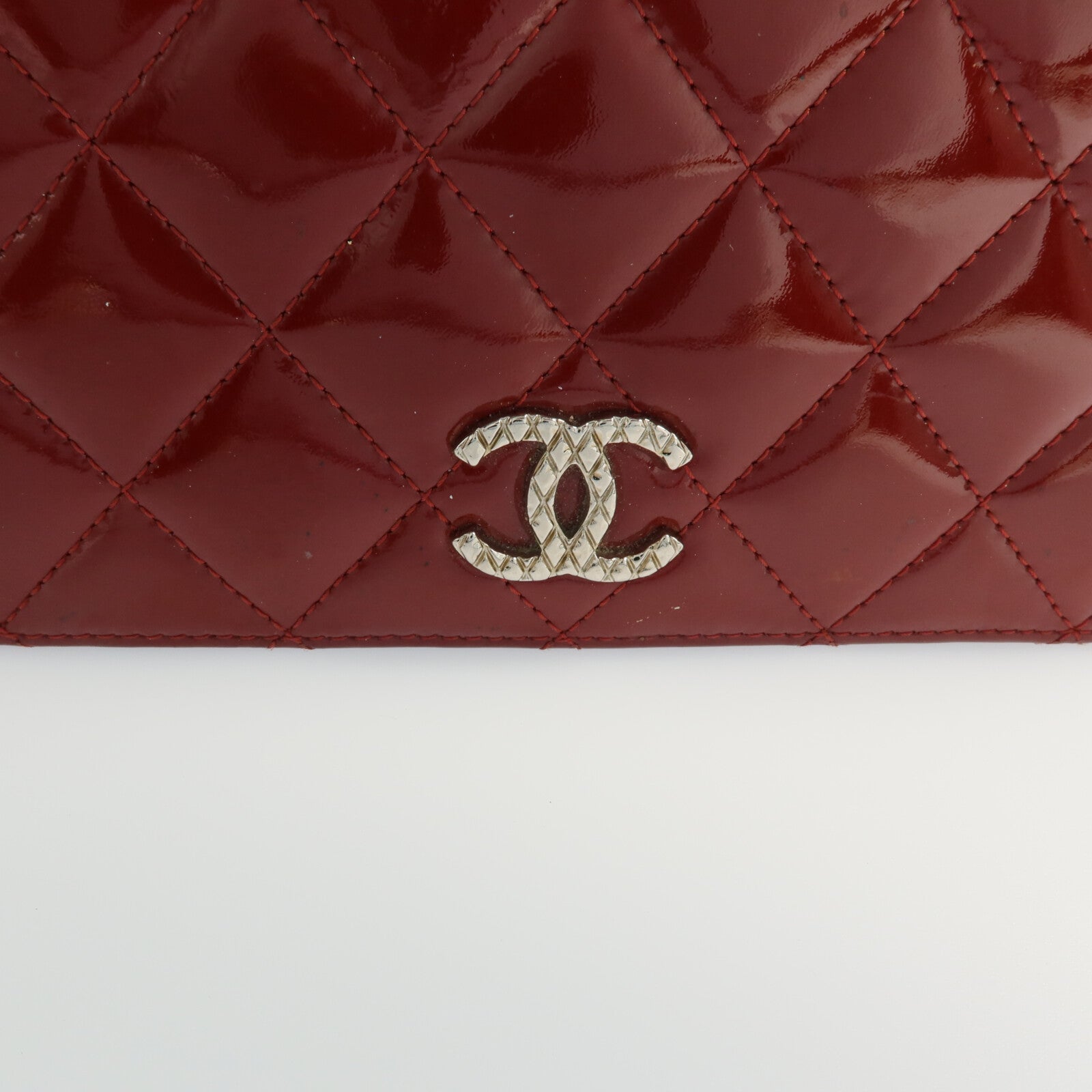 CHANEL 漆皮皮革Long Wallet銀扣長錢包