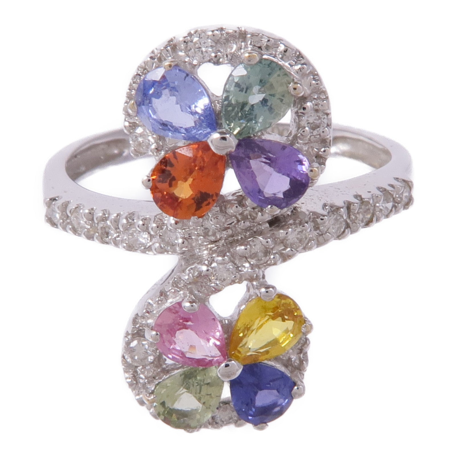 JEWELRY Sapphire Diamond Ring Accessories US#5.75 18K White Gold