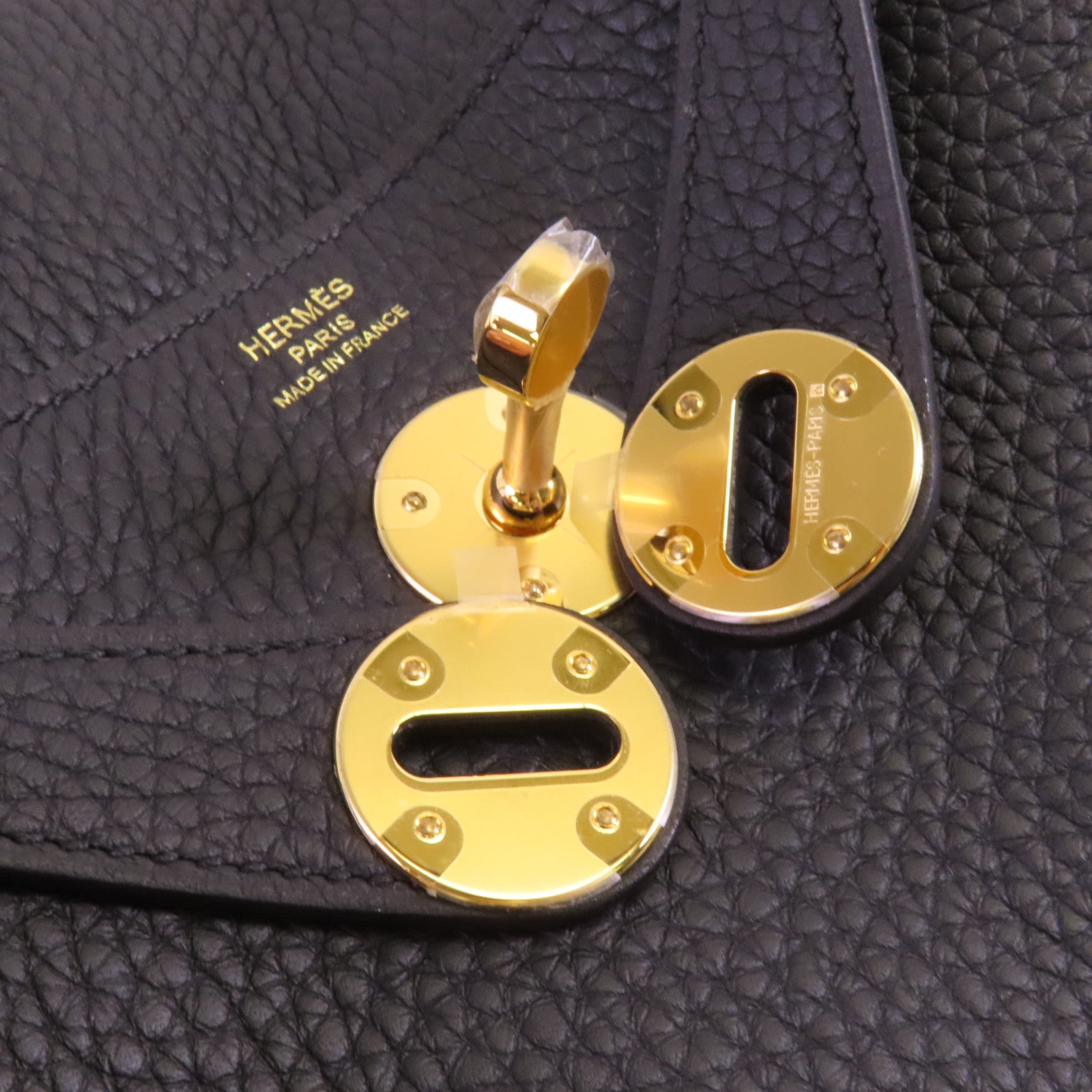 HERMES Clemence皮革Lindy 26金扣肩背袋