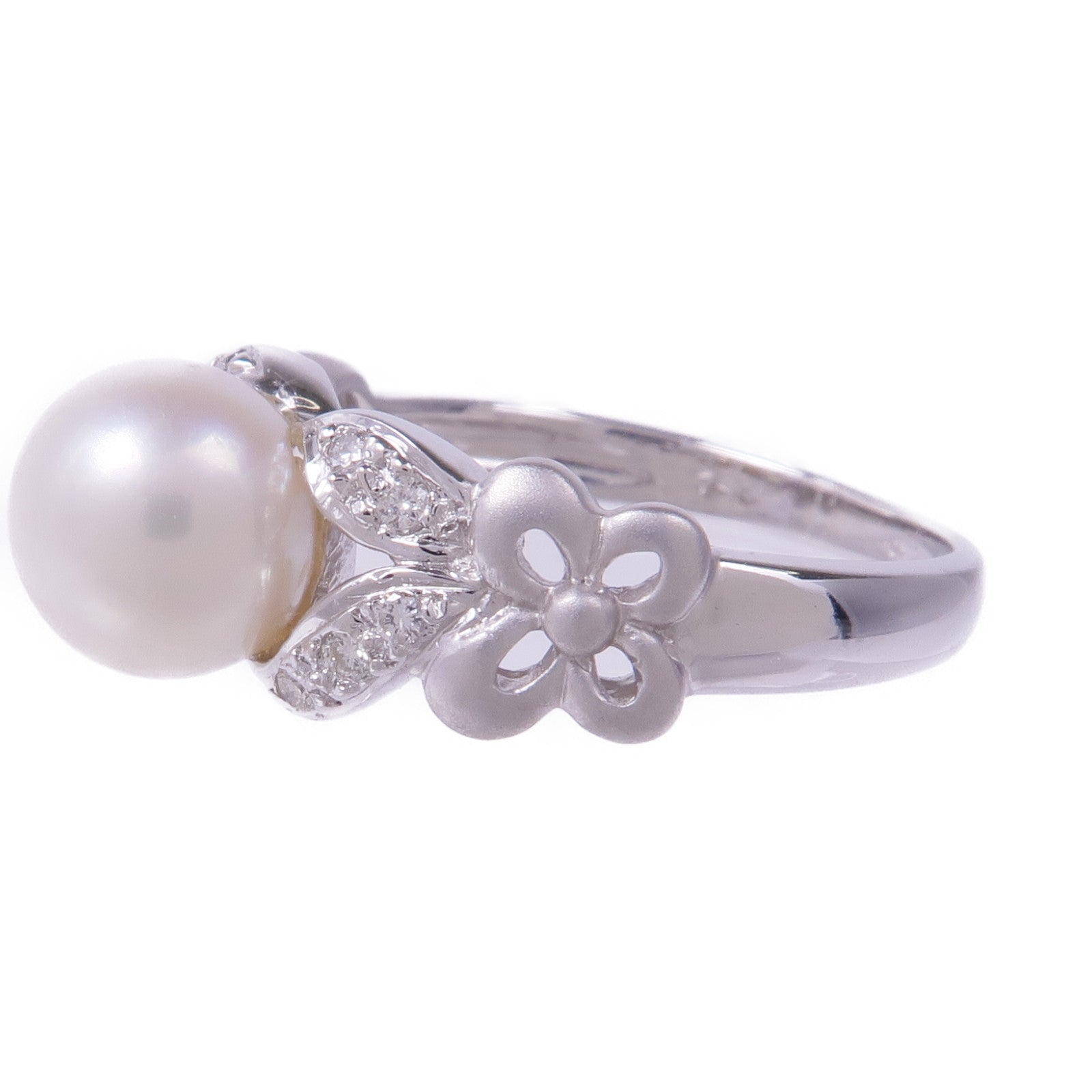 JEWELRY 18K白金Pearl Diamond Ring珍珠/鑽石戒指US#5.5