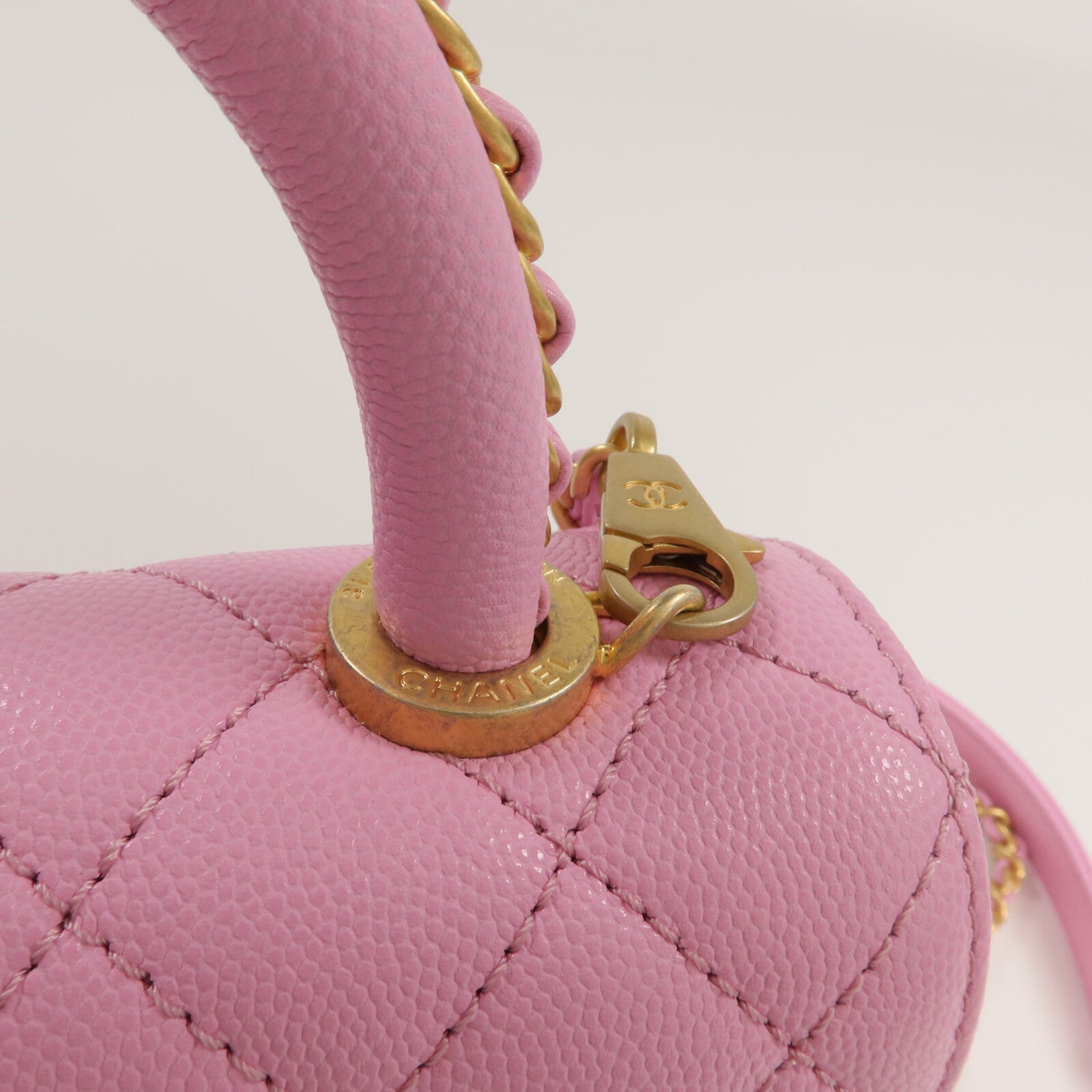 CHANEL 牛皮皮革Mini Coco Handle金扣手挽肩背兩用袋