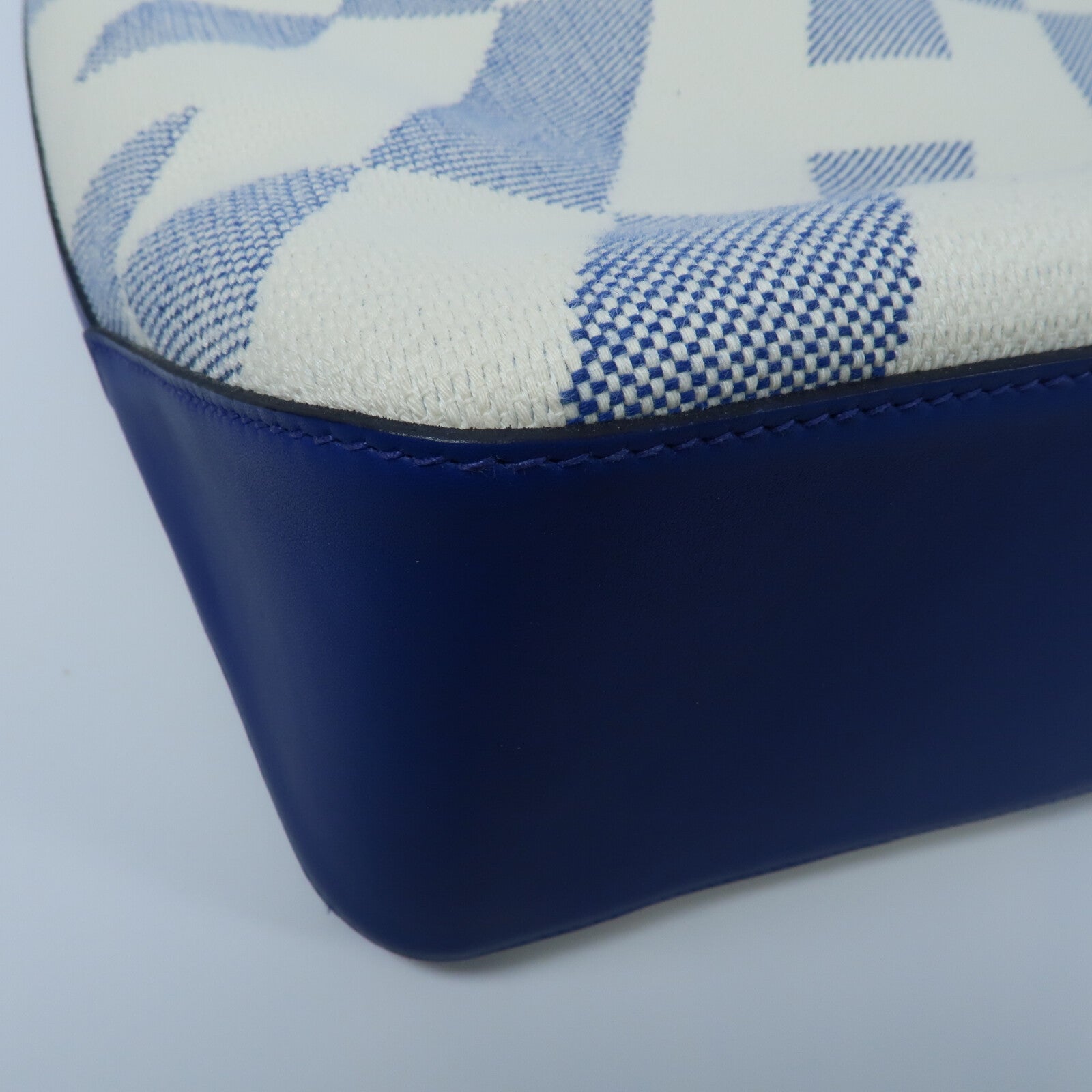 HERMES 帆布/Swift皮革Cabas H En Biais GM手挽袋Bleu France