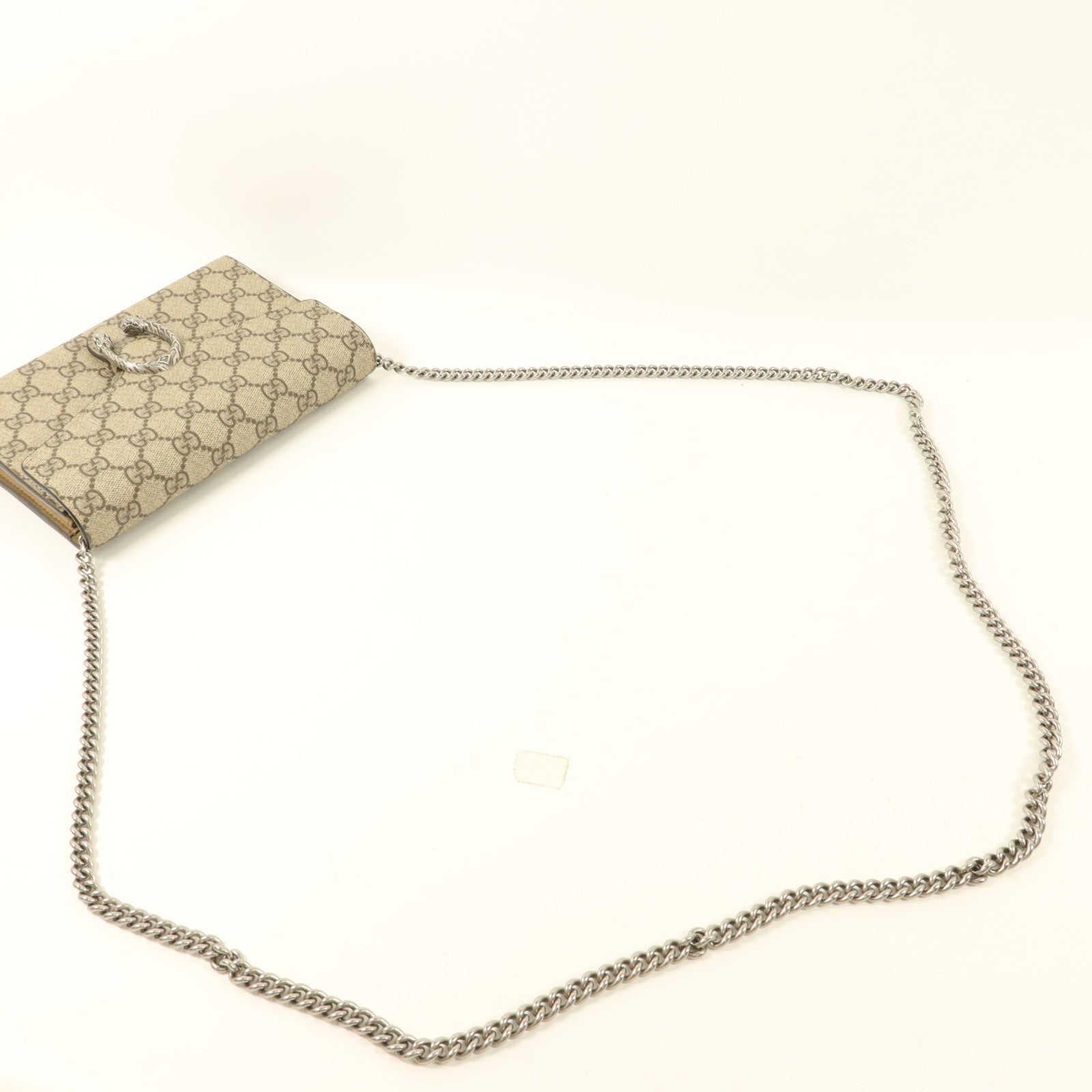 GUCCI 塗層帆布Dionysus GG銀扣鏈帶肩背袋
