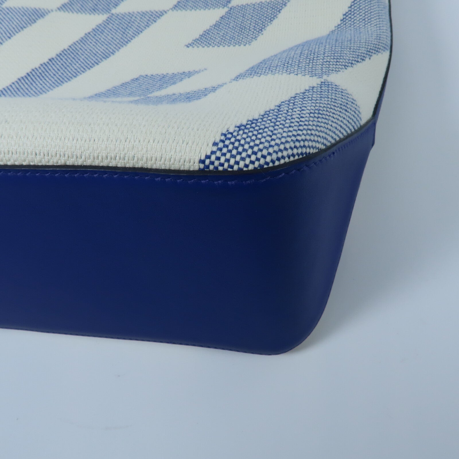 HERMES 帆布/Swift皮革Cabas H En Biais GM手挽袋Bleu France