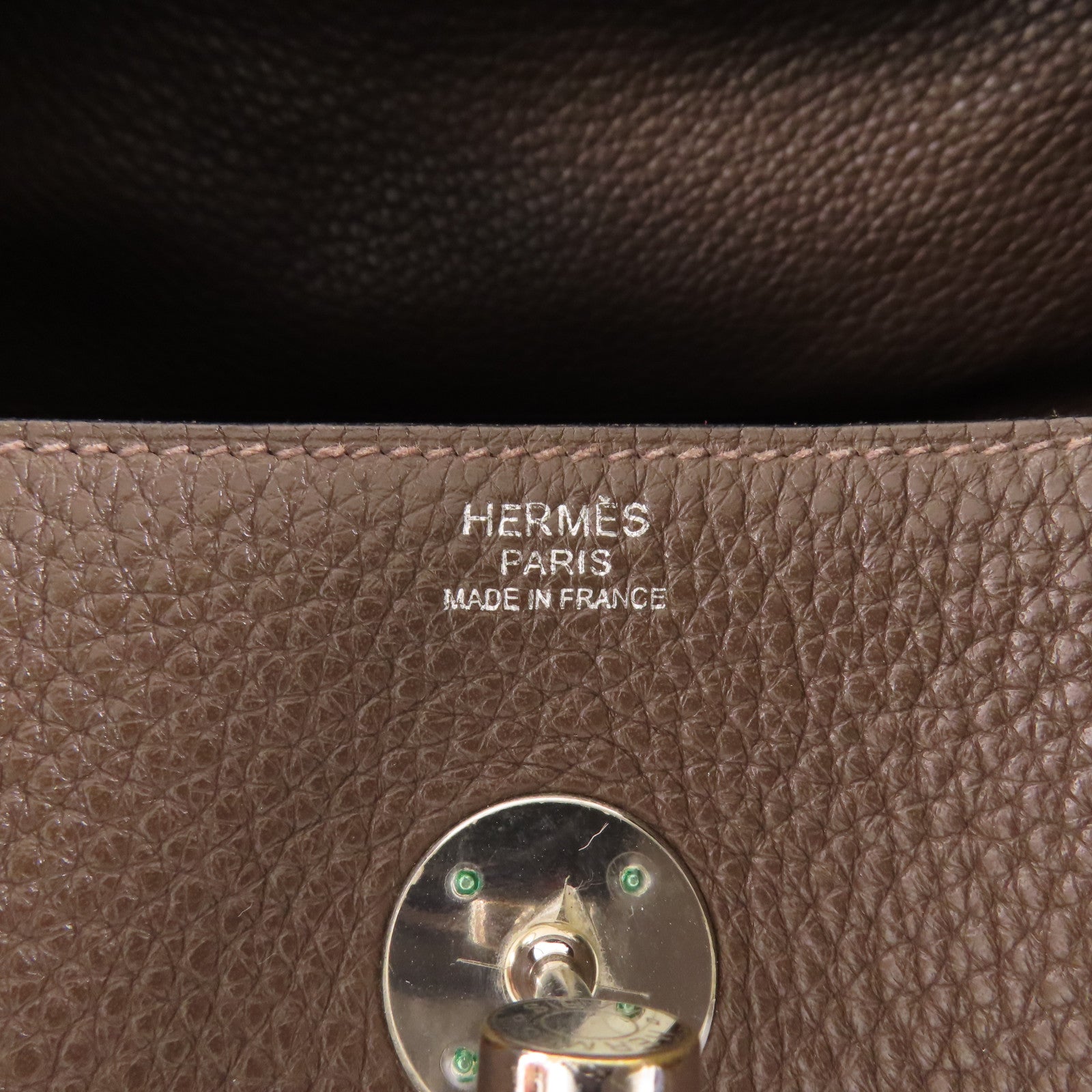 HERMES Clemence皮革Lindy 30銀扣肩背袋Cafe