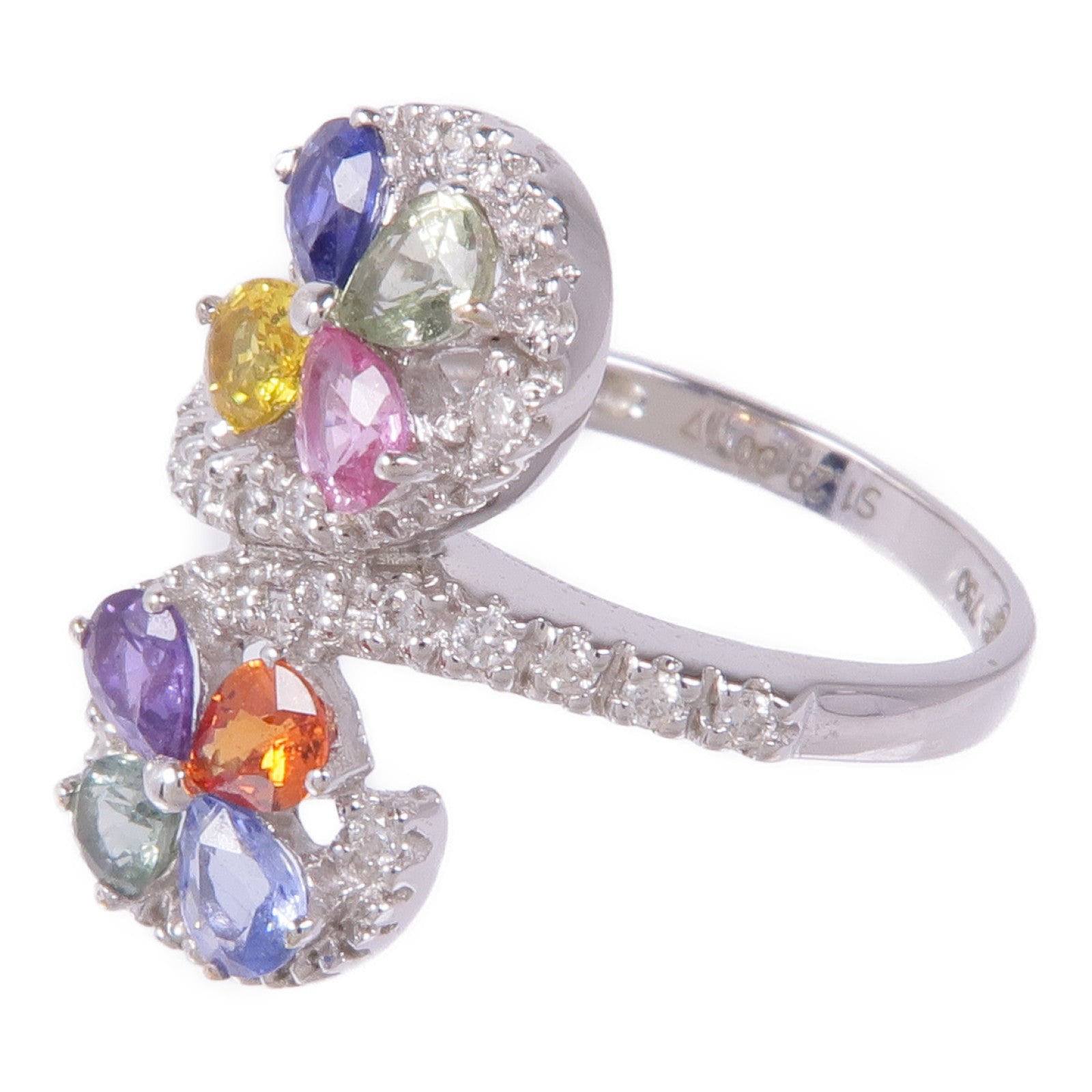 JEWELRY Sapphire Diamond Ring Accessories US#5.75 18K White Gold