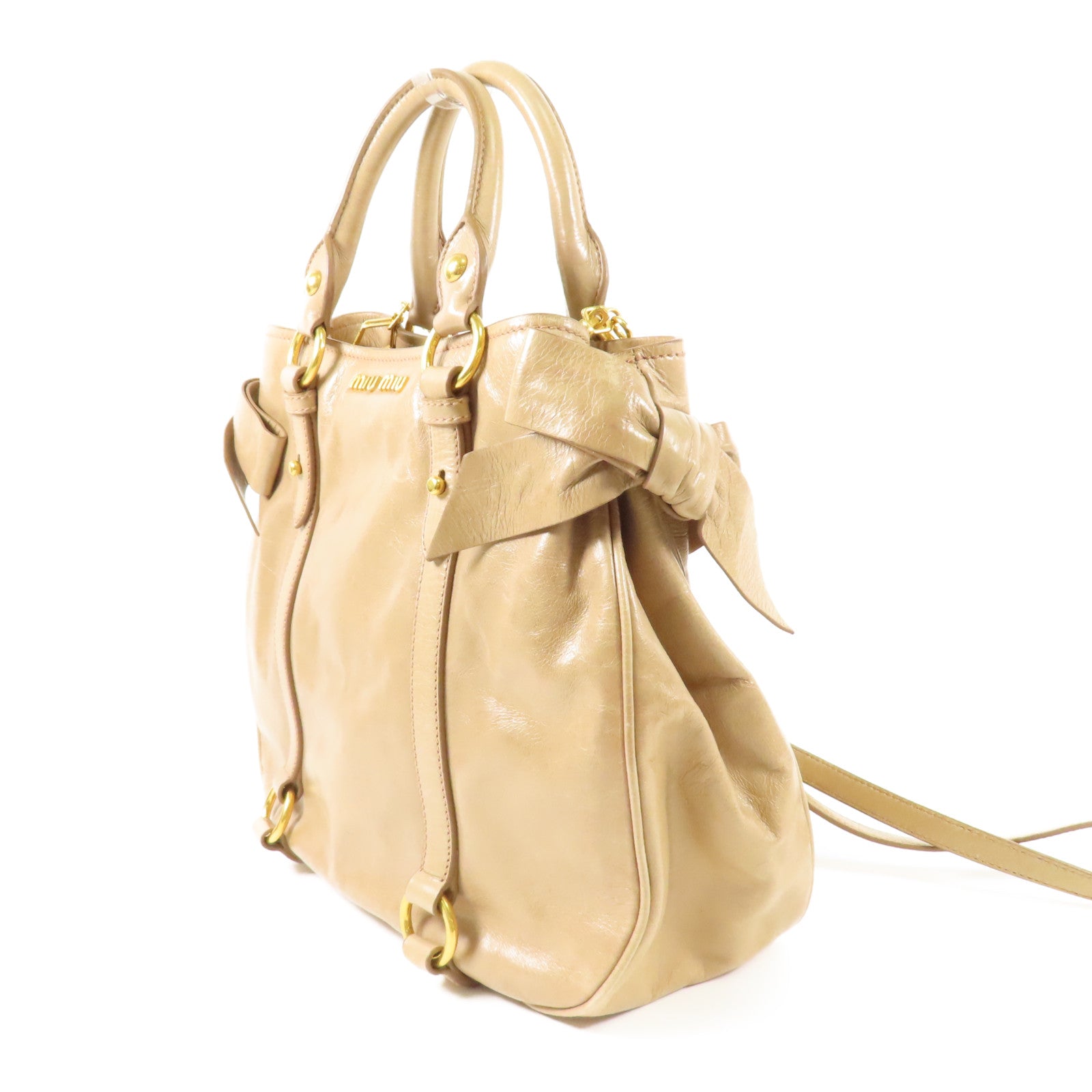 Miu Miu 【激減優惠】牛皮皮革Shoulder Bag金扣手挽肩背兩用袋