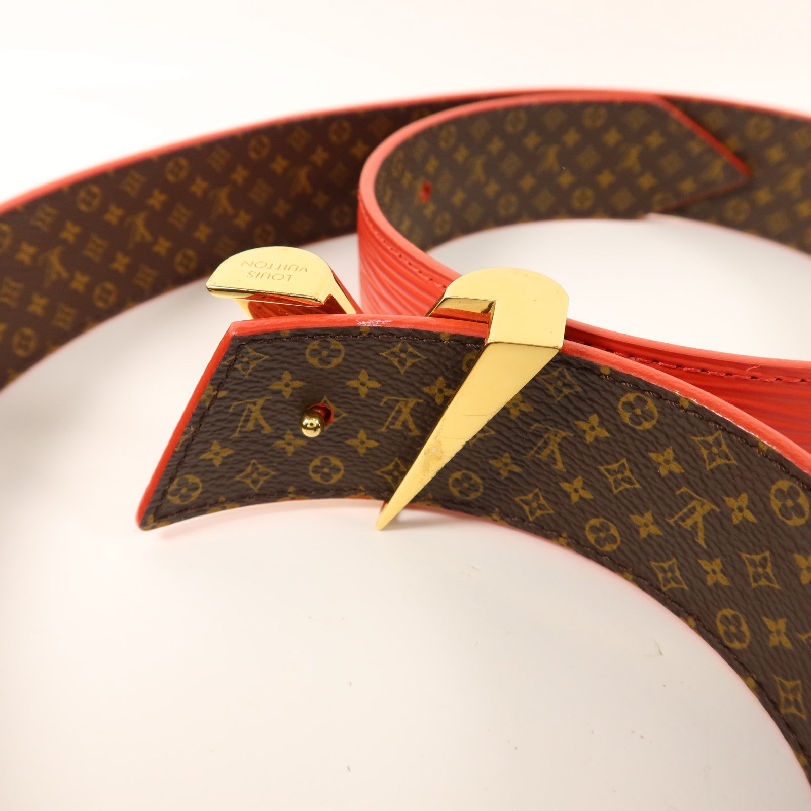 LOUIS VUITTON Epi Belt金扣皮帶