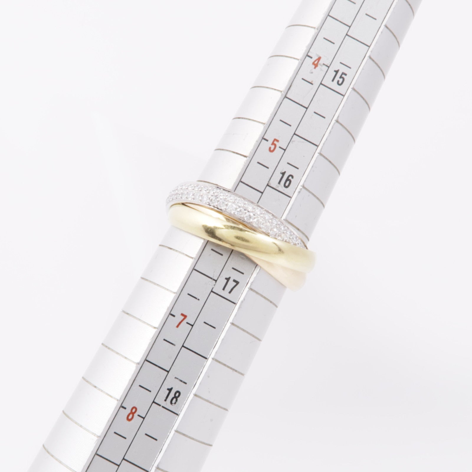 CARTIER 18K黃金/白金/玫瑰金Trinity鑽石戒指Cartier#51/US#6