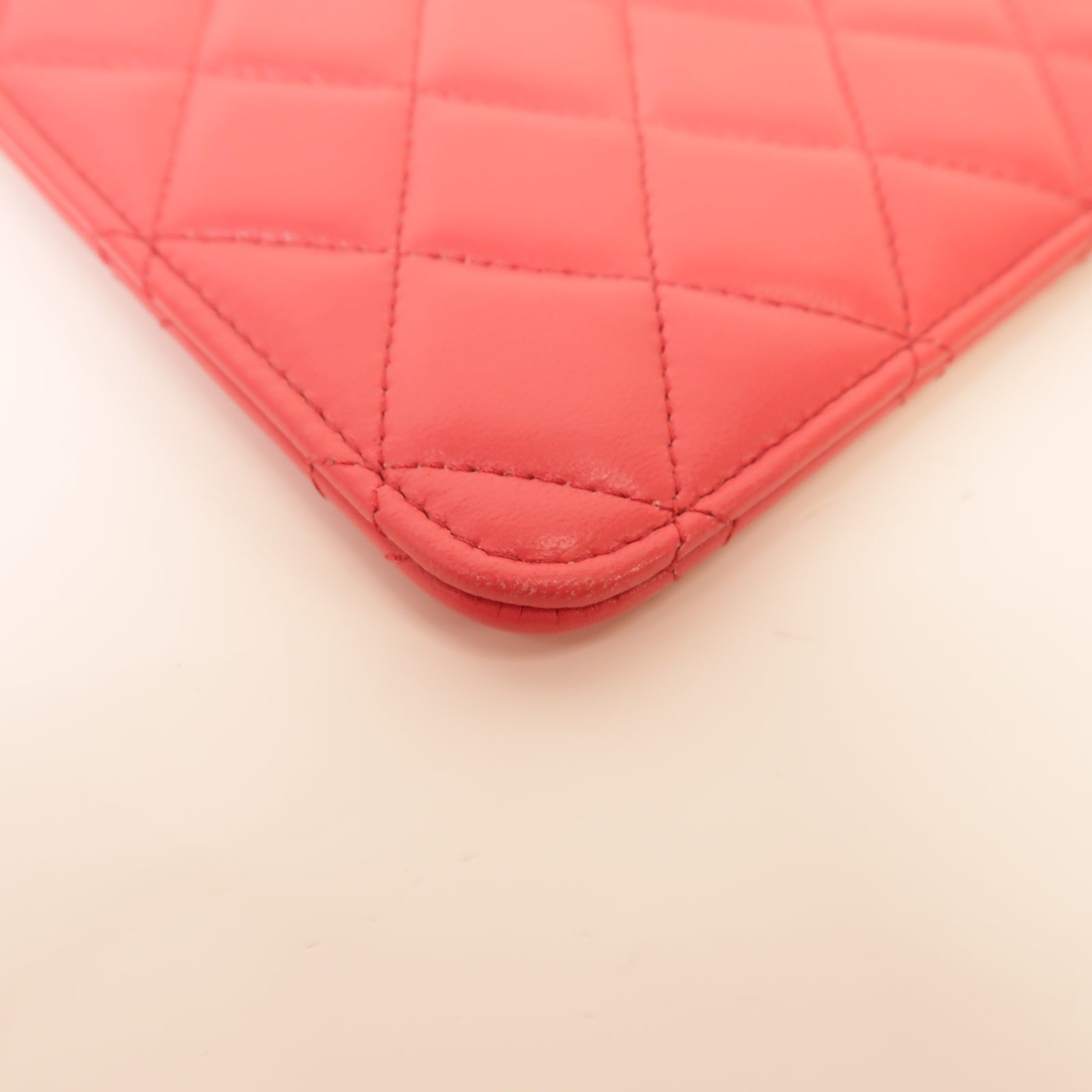 CHANEL 【激減優惠】菱格羊皮皮革Clutch Bag銀扣手拿包粉紅色
