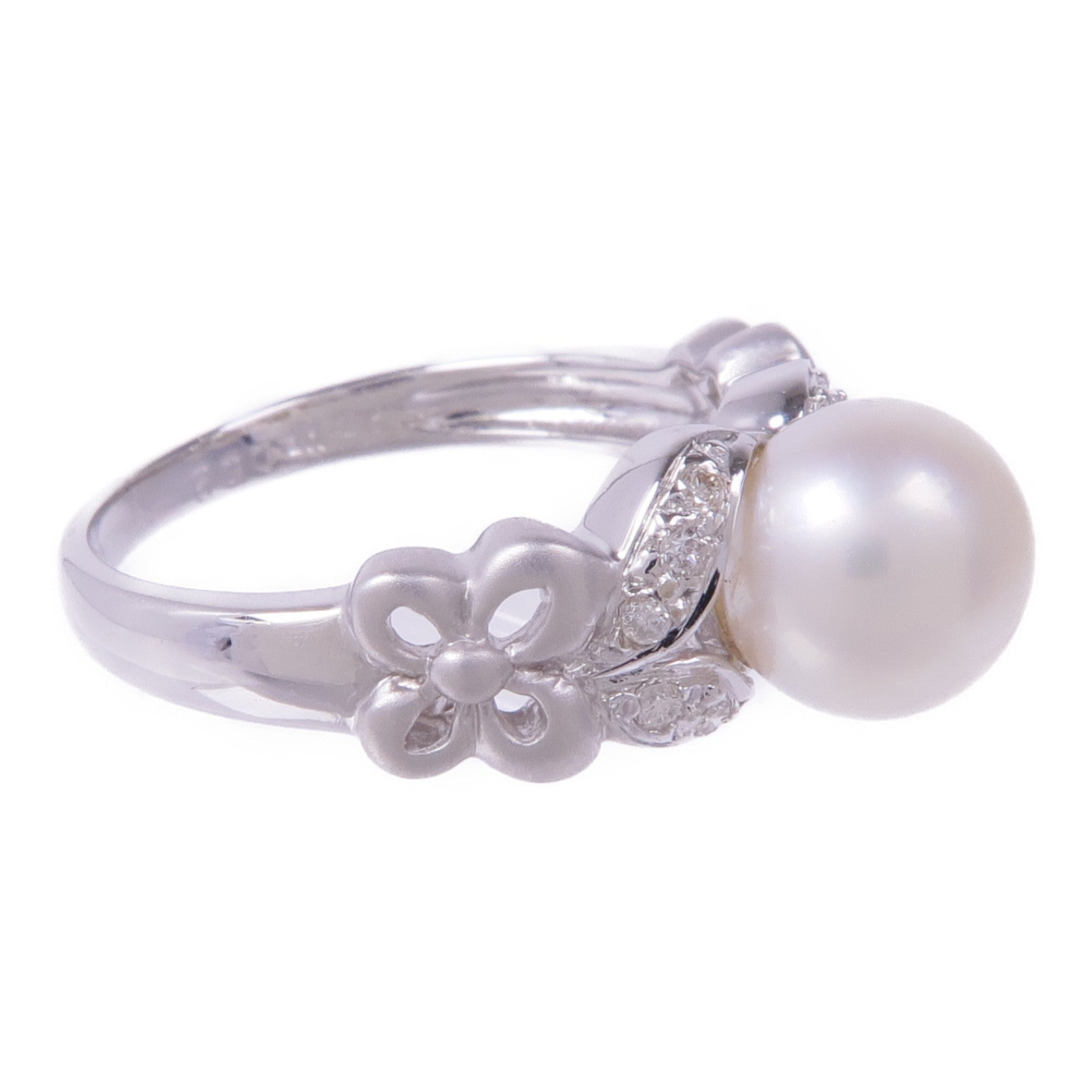 JEWELRY 【激減優惠】18K白金Pearl Diamond Ring珍珠/鑽石戒指US#5.5