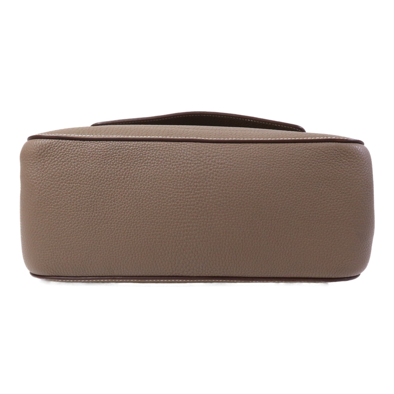 HERMES Togo皮革Mali-Selle PM Messenger Bag銀扣肩背袋Etoupe