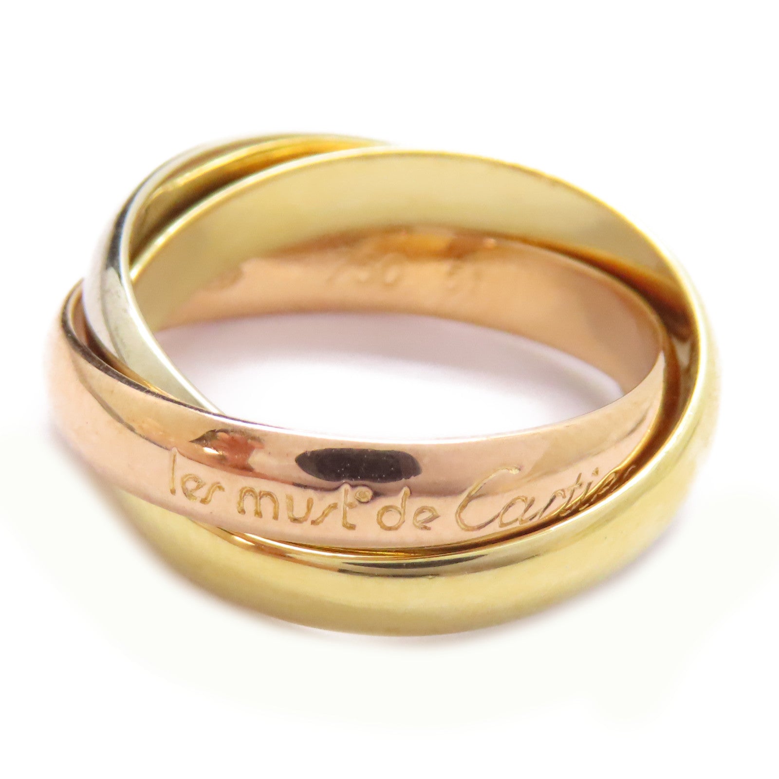 CARTIER 18K黃金/白金/玫瑰金Trinity Ring戒指US#5.75/Cartier#51