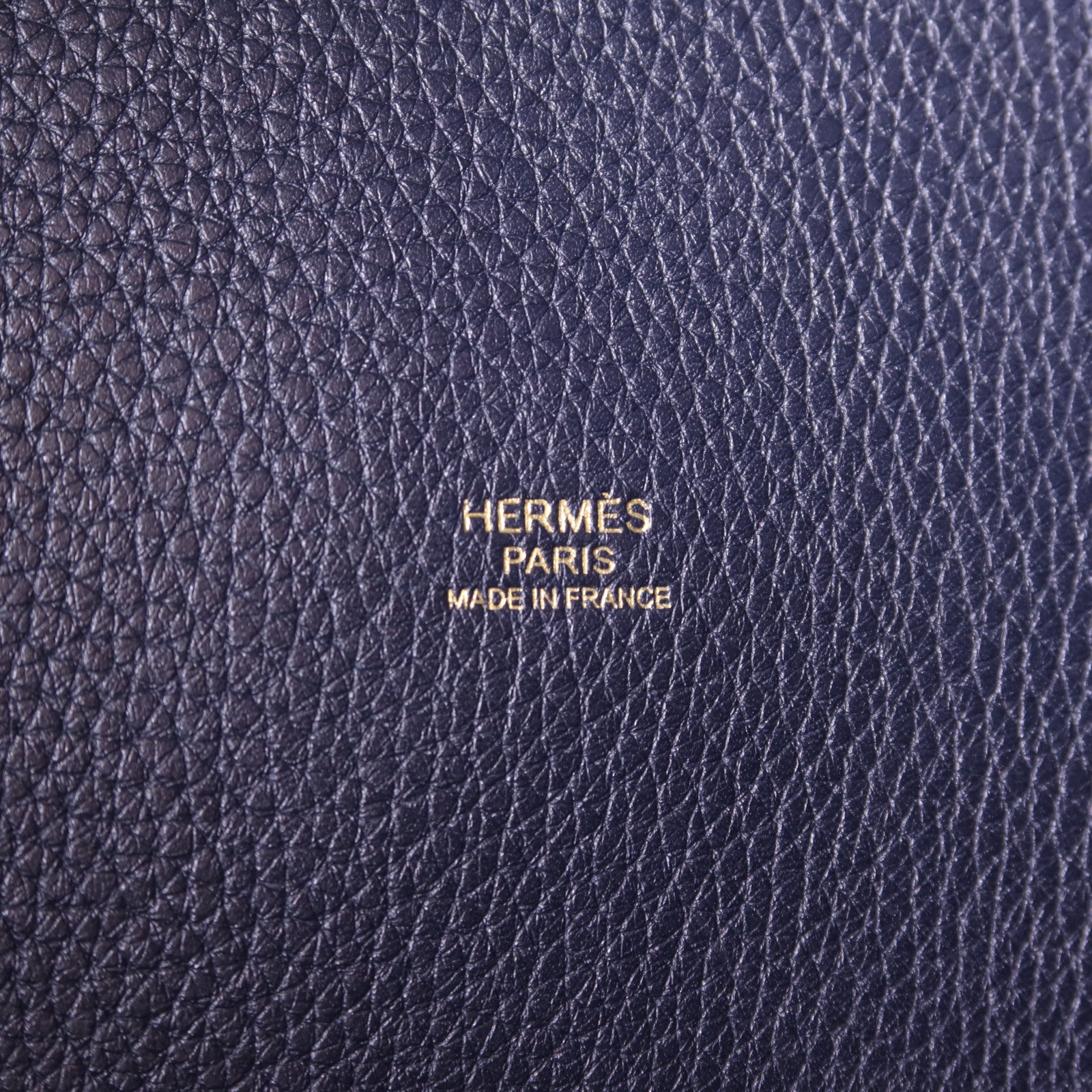 HERMES Clemence皮革Picotin GM金扣手挽袋Bleu Indigo/Orange