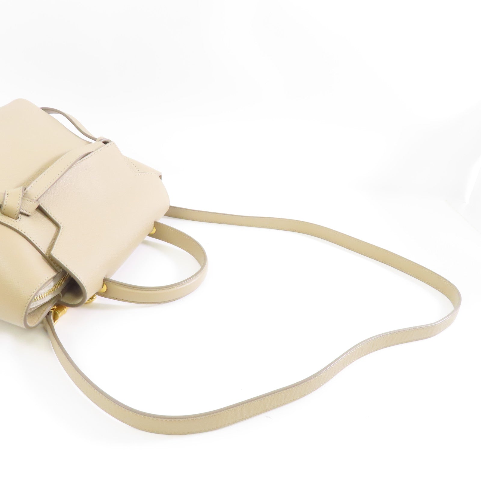 CELINE 牛皮皮革2 Way Shoulder金扣手挽肩背兩用袋米色