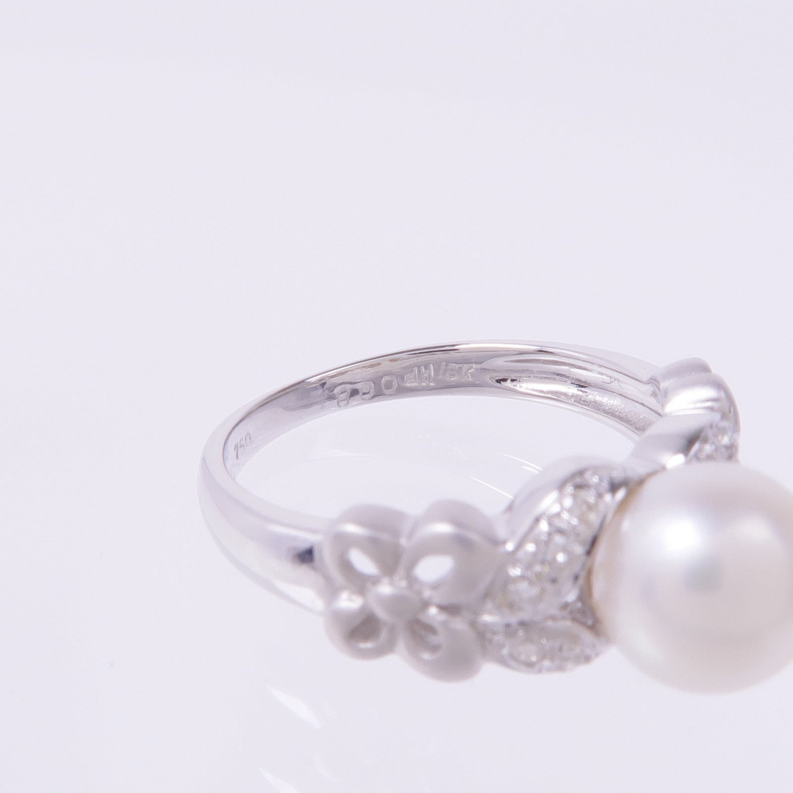 JEWELRY 【激減優惠】18K白金Pearl Diamond Ring珍珠/鑽石戒指US#5.5