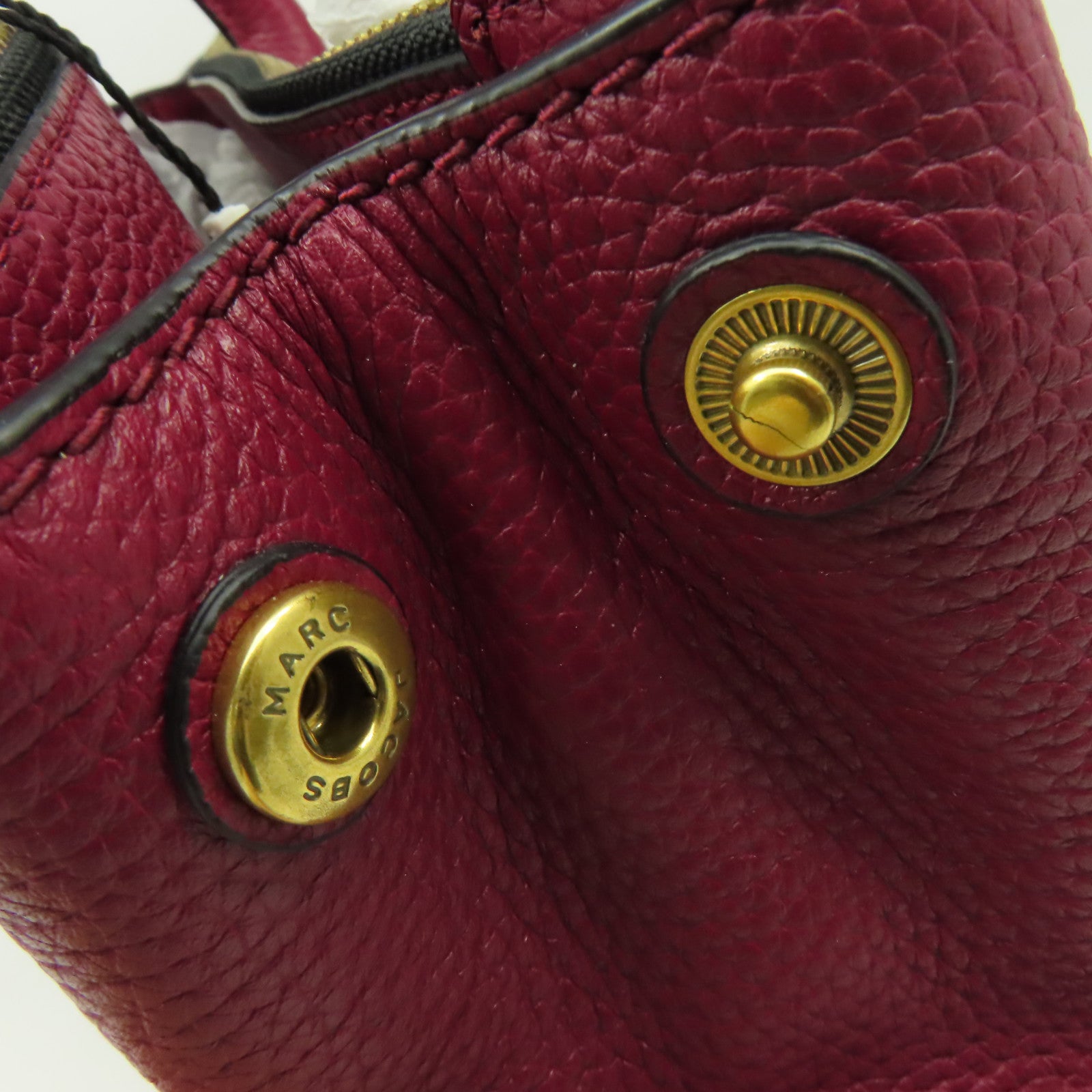MARC JACOBS 牛皮皮革2 Way Shoulder Bag金扣手挽肩背兩用袋酒紅色