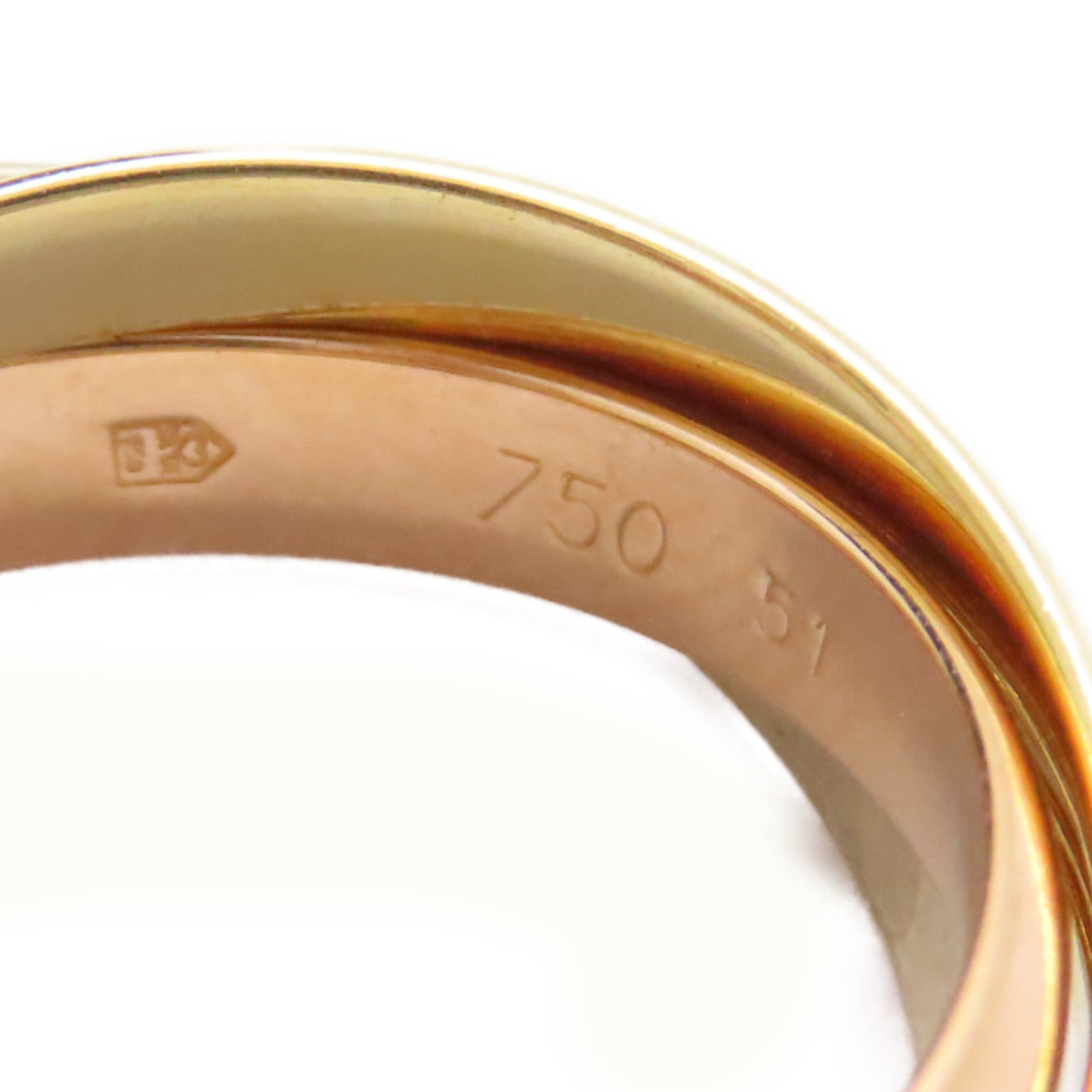CARTIER 18K黃金/白金/玫瑰金Trinity Ring戒指US#5.75/Cartier#51