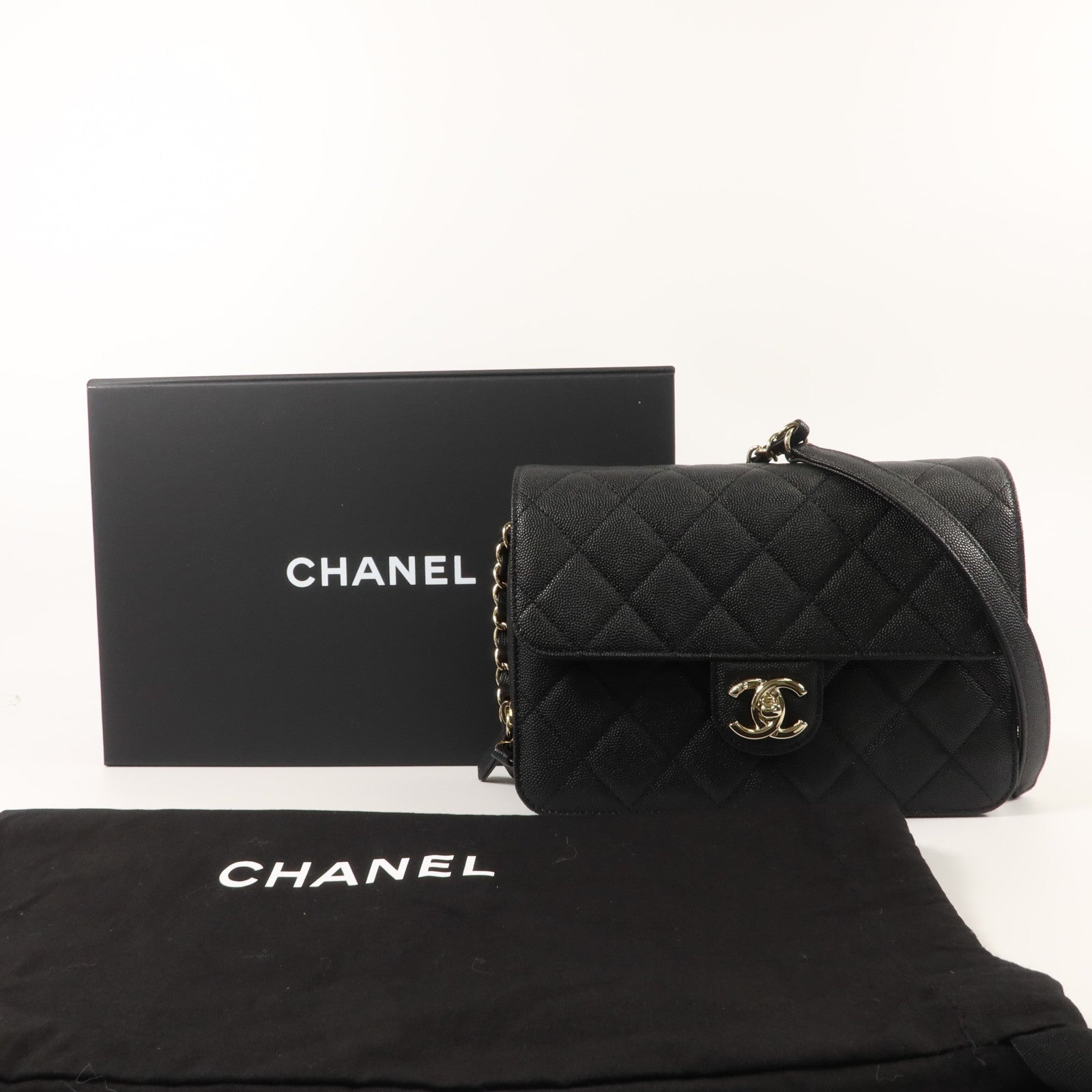 CHANEL 牛皮皮革Chain Shoulder鏈帶肩背袋
