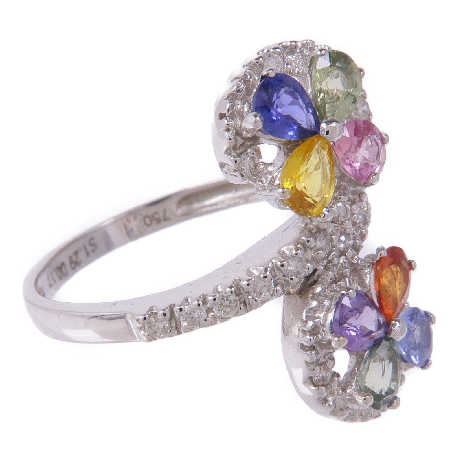 JEWELRY Sapphire Diamond Ring Accessories US#5.75 18K White Gold