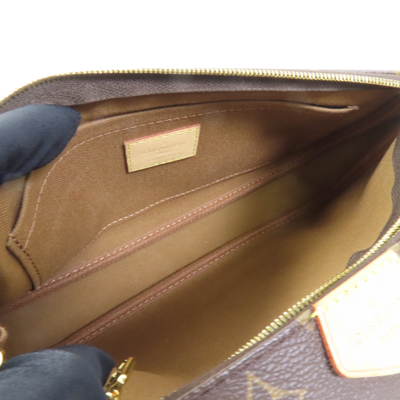 LOUIS VUITTON Monogram Multi Pochette Accessoires金扣手挽肩背兩用袋棕色