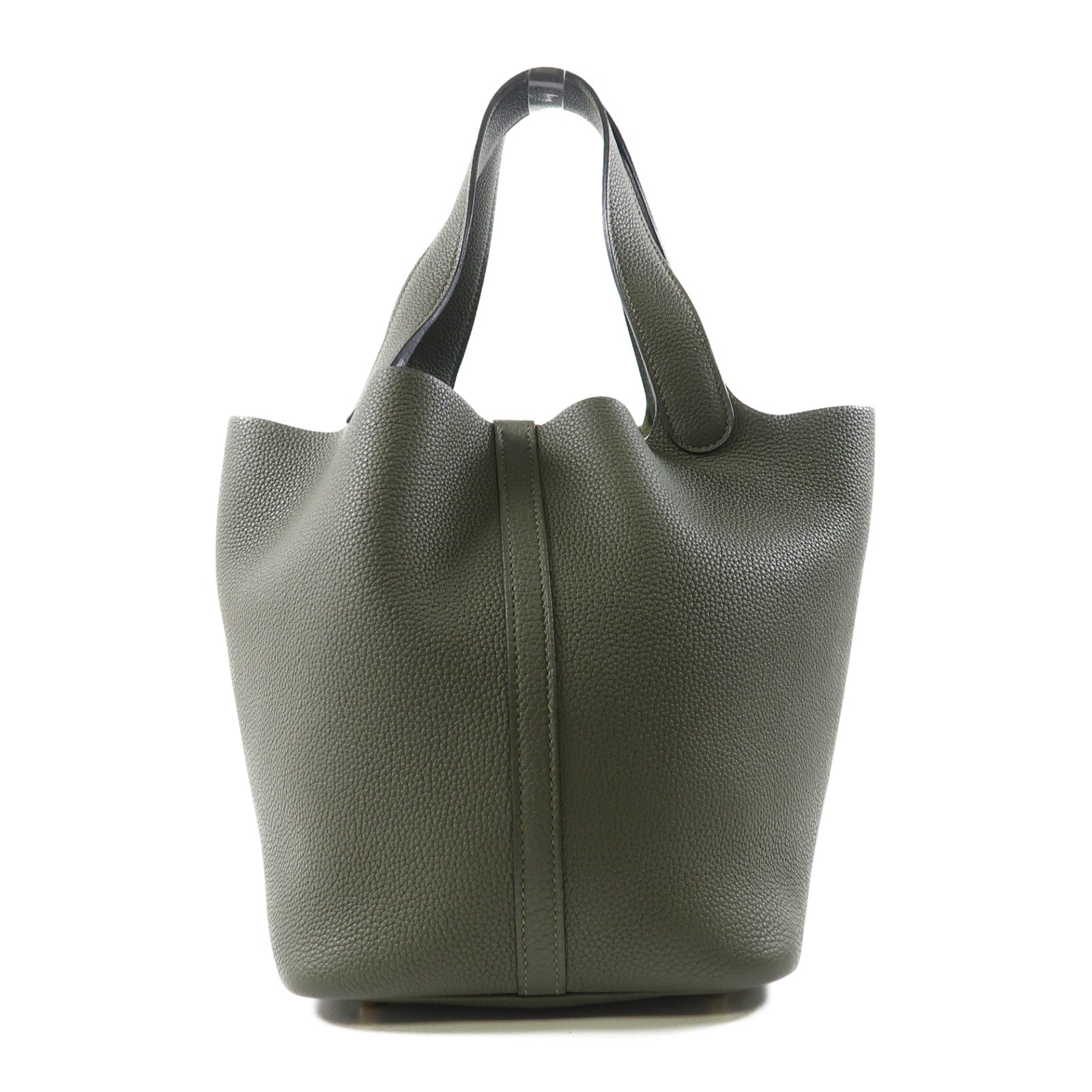 HERMES Maurice皮革Picotin MM金扣手挽袋Vert Olive橄欖綠色