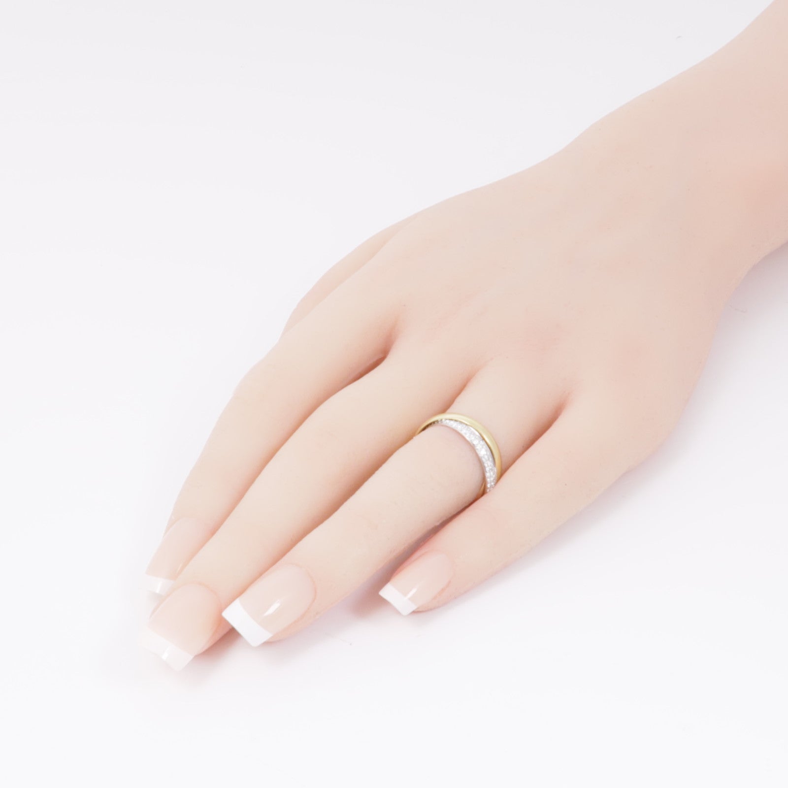 CARTIER 18K黃金/白金/玫瑰金Trinity鑽石戒指Cartier#51/US#6