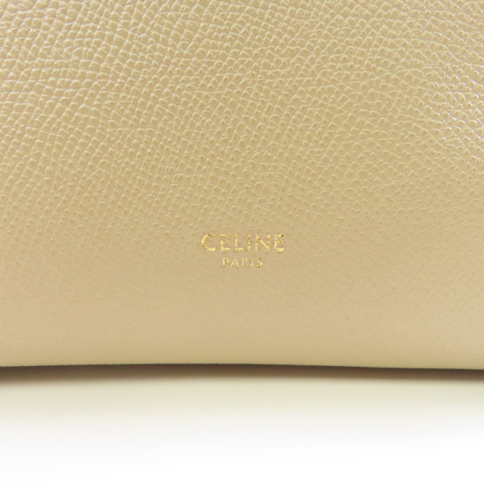 CELINE 牛皮皮革2 Way Shoulder金扣手挽肩背兩用袋米色
