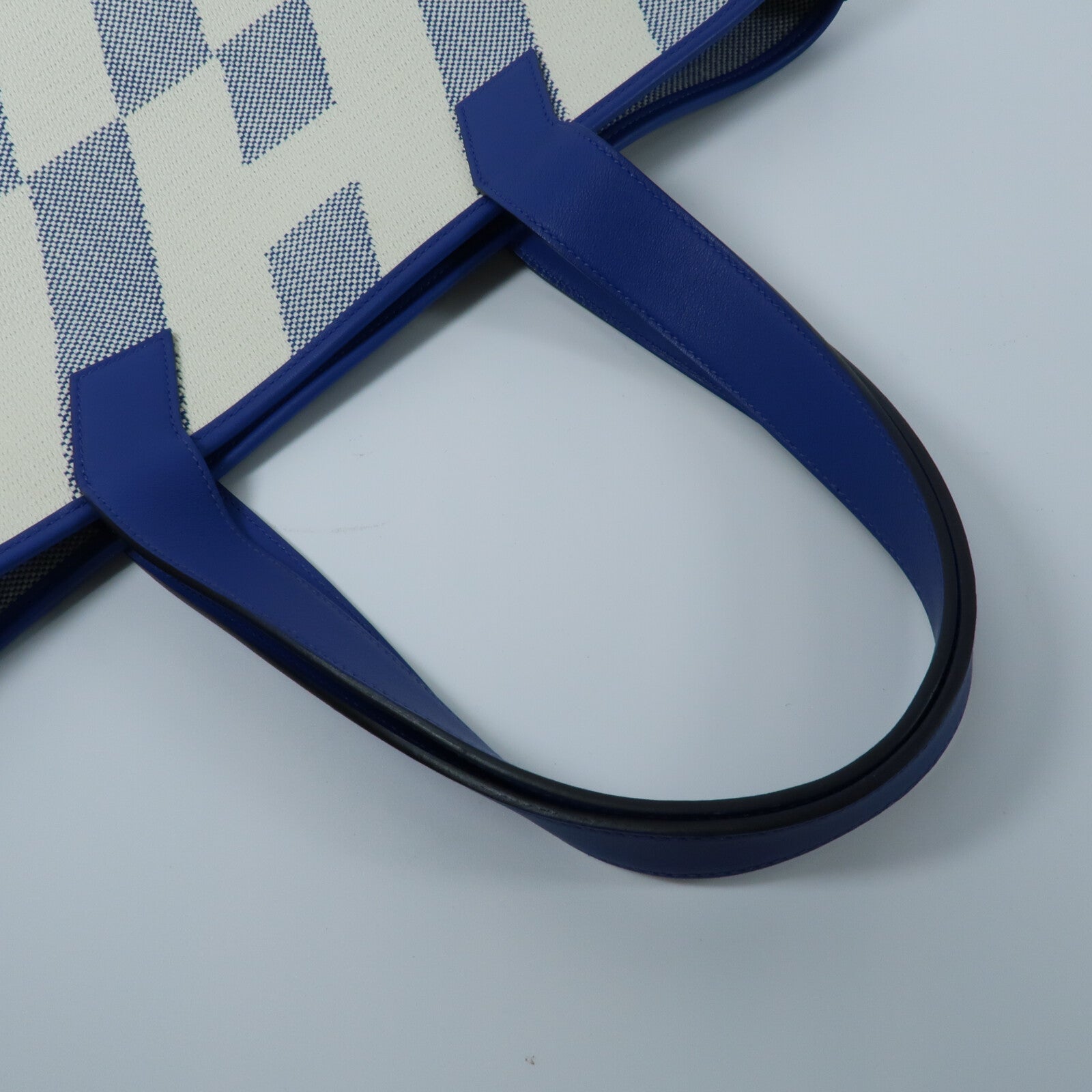 HERMES 帆布/Swift皮革Cabas H En Biais GM手挽袋Bleu France