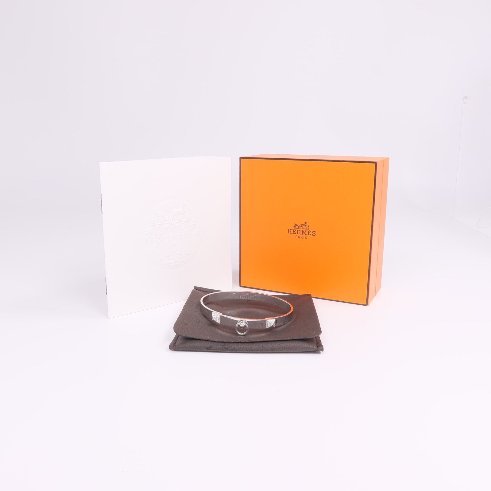 HERMES 18K白金Collier de Chien PM Bracelet鑽石手鐲
