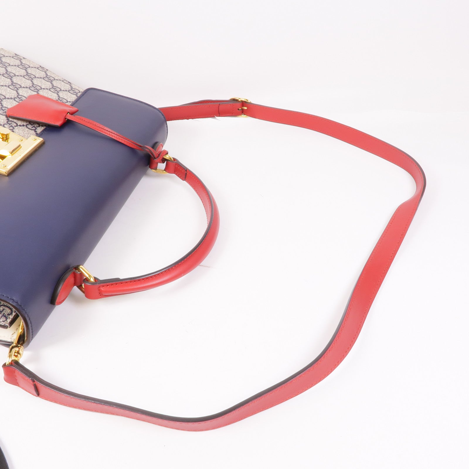 GUCCI 塗層帆布/皮革2 Way Shoulder金扣手挽肩背兩用袋