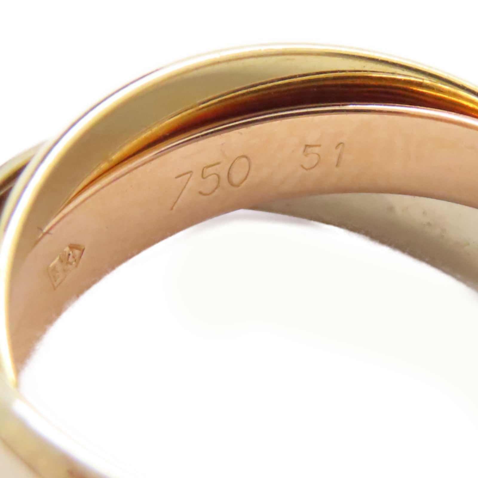 CARTIER 18K黃金/白金/玫瑰金Trinity Ring戒指US#5.75/Cartier#51