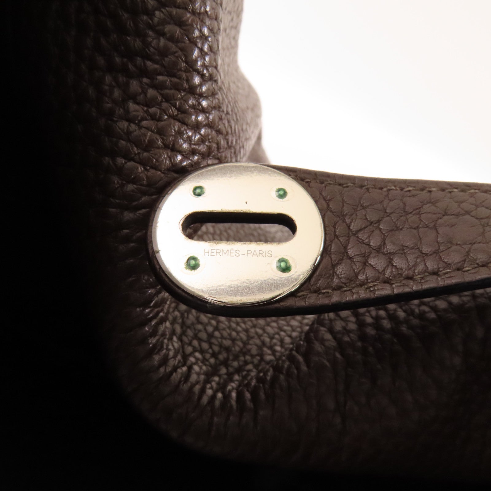 HERMES Clemence皮革Lindy 30銀扣肩背袋Cafe