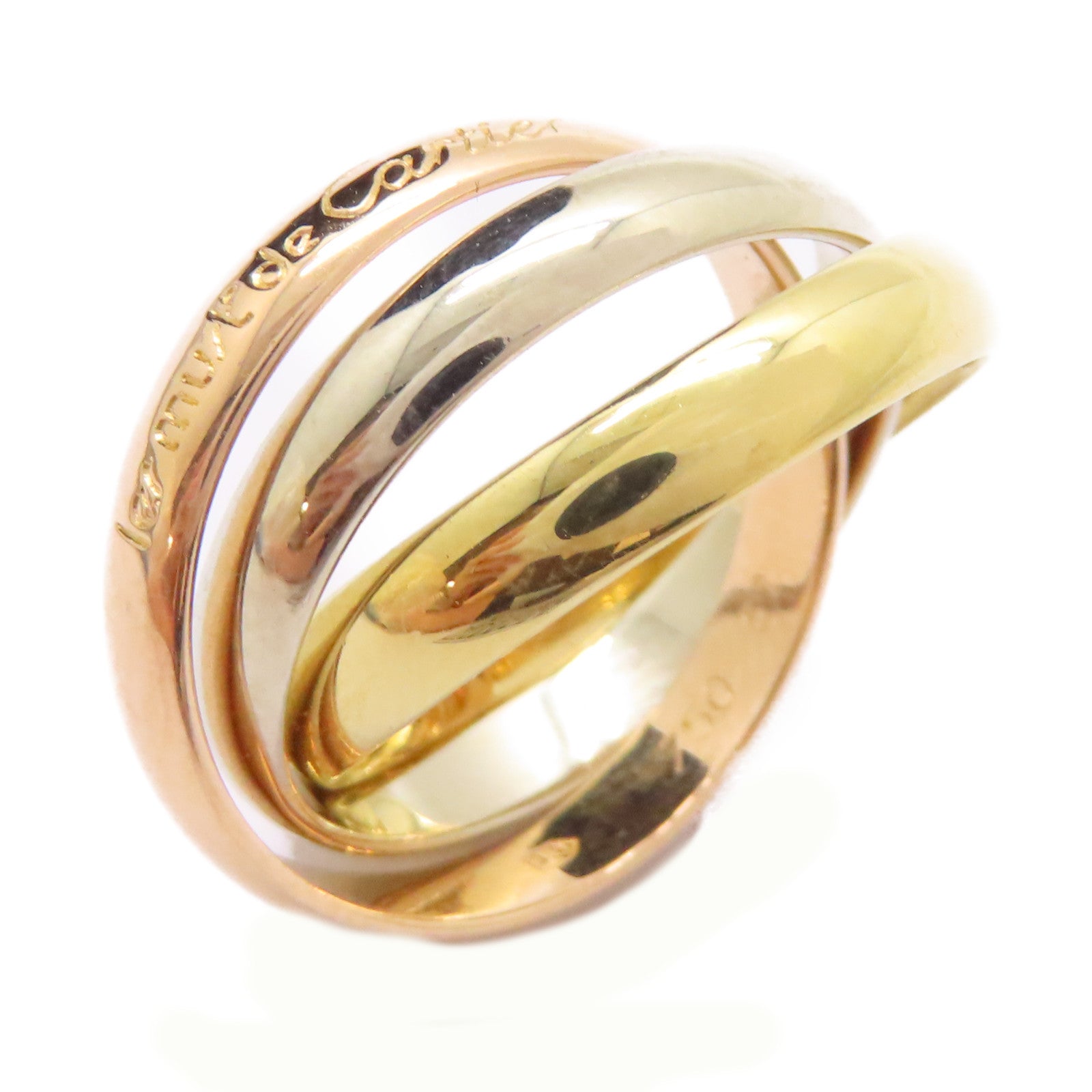 CARTIER 18K黃金/白金/玫瑰金Trinity Ring戒指US#5.75/Cartier#51