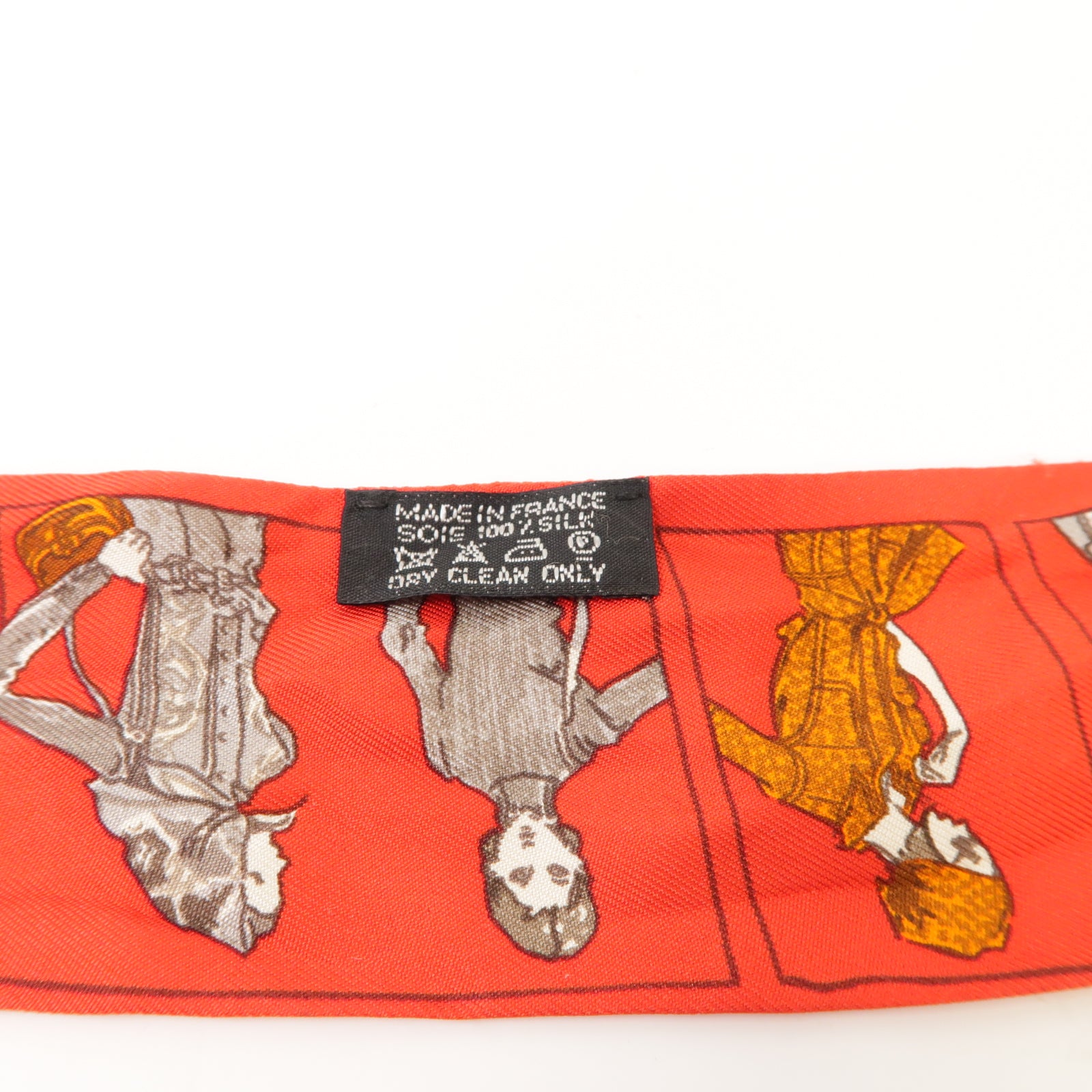 HERMES 【激減優惠】絲質Twilly絲巾紅色/灰色
