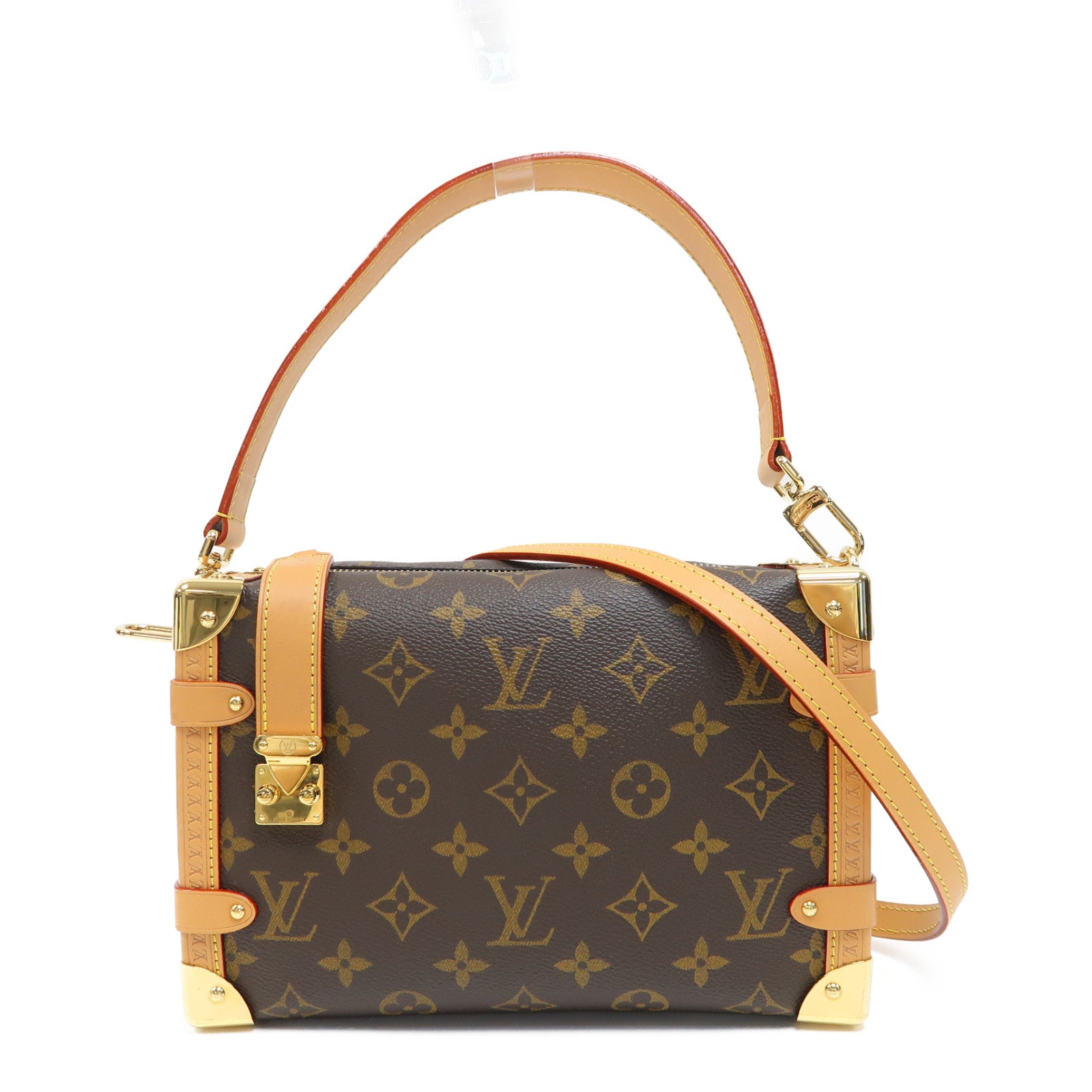 LOUIS VUITTON Monogram Side Trunk MM金扣手挽肩背兩用袋啡色