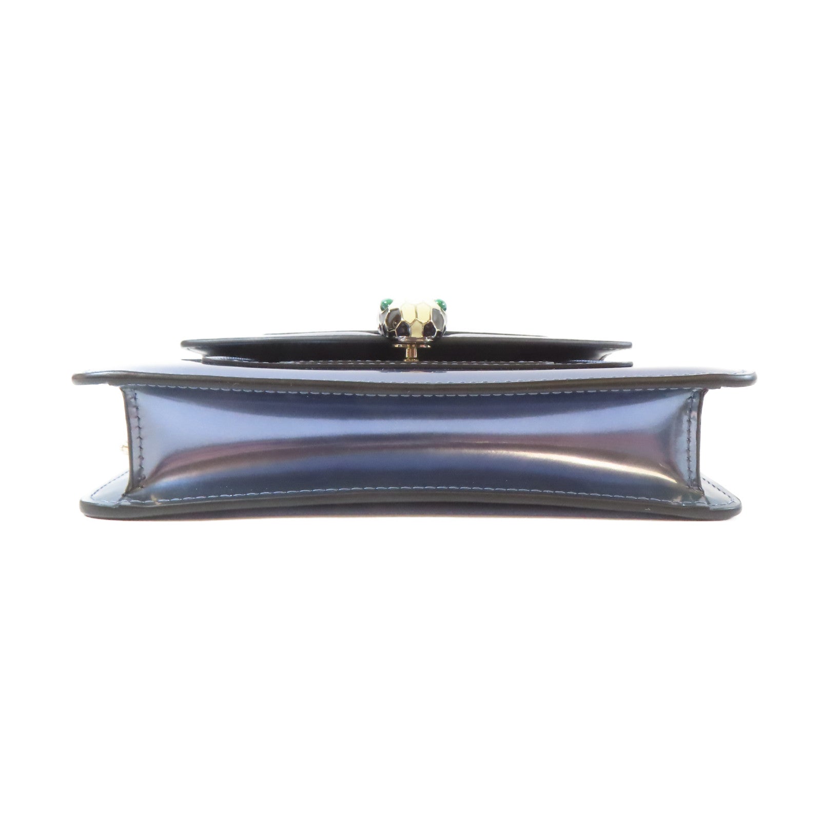 BVLGARI 【激減優惠】漆皮皮革Serpenti Forever銀扣鏈帶肩背袋藍色