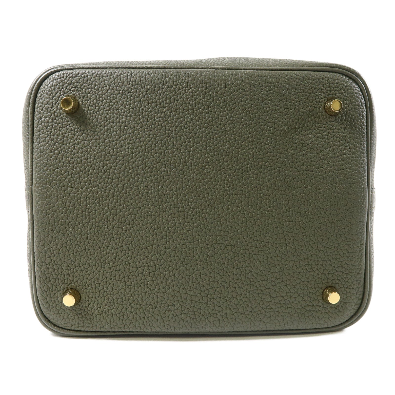 HERMES Maurice皮革Picotin MM金扣手挽袋Vert Olive橄欖綠色