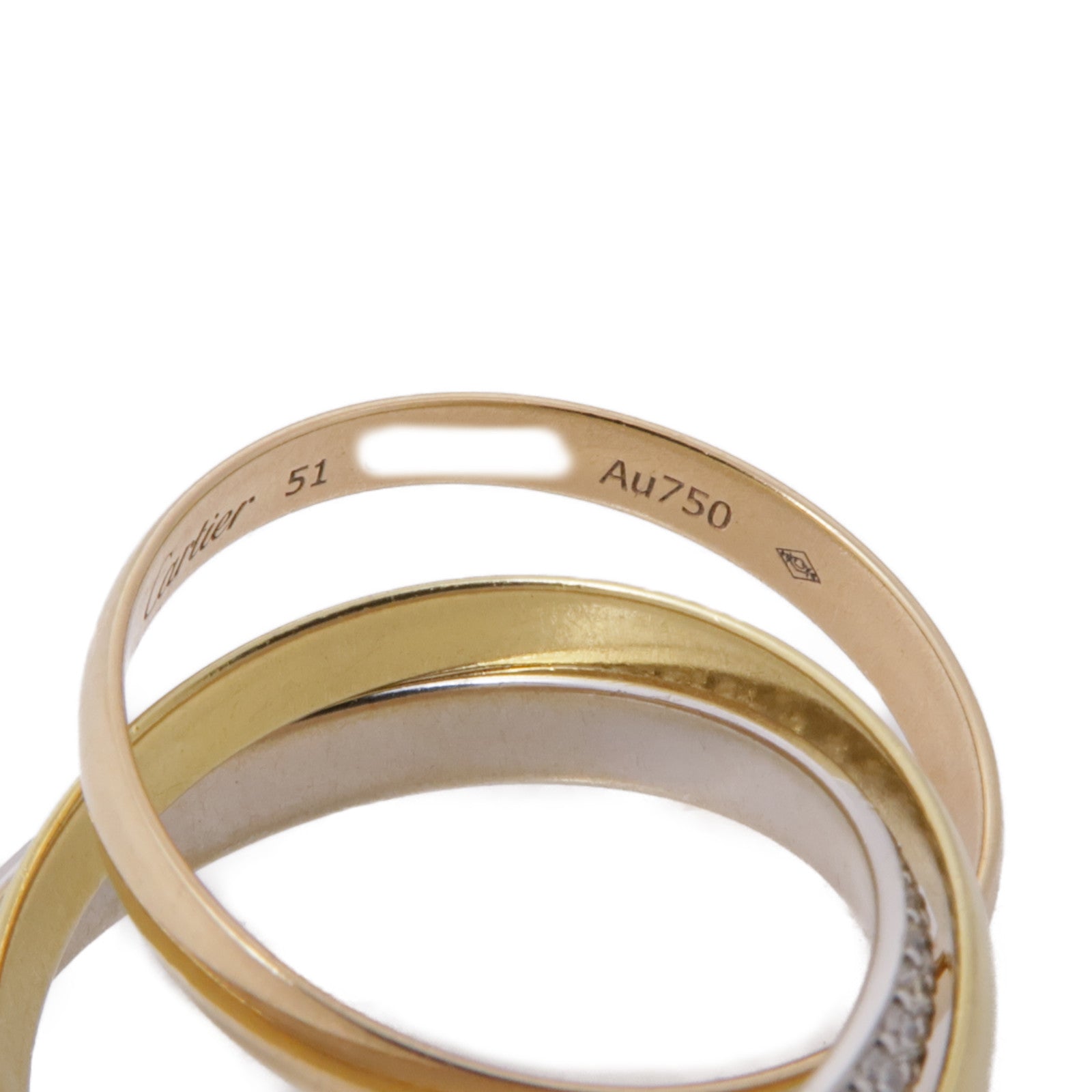 CARTIER 18K黃金/白金/玫瑰金Trinity鑽石戒指Cartier#51/US#6