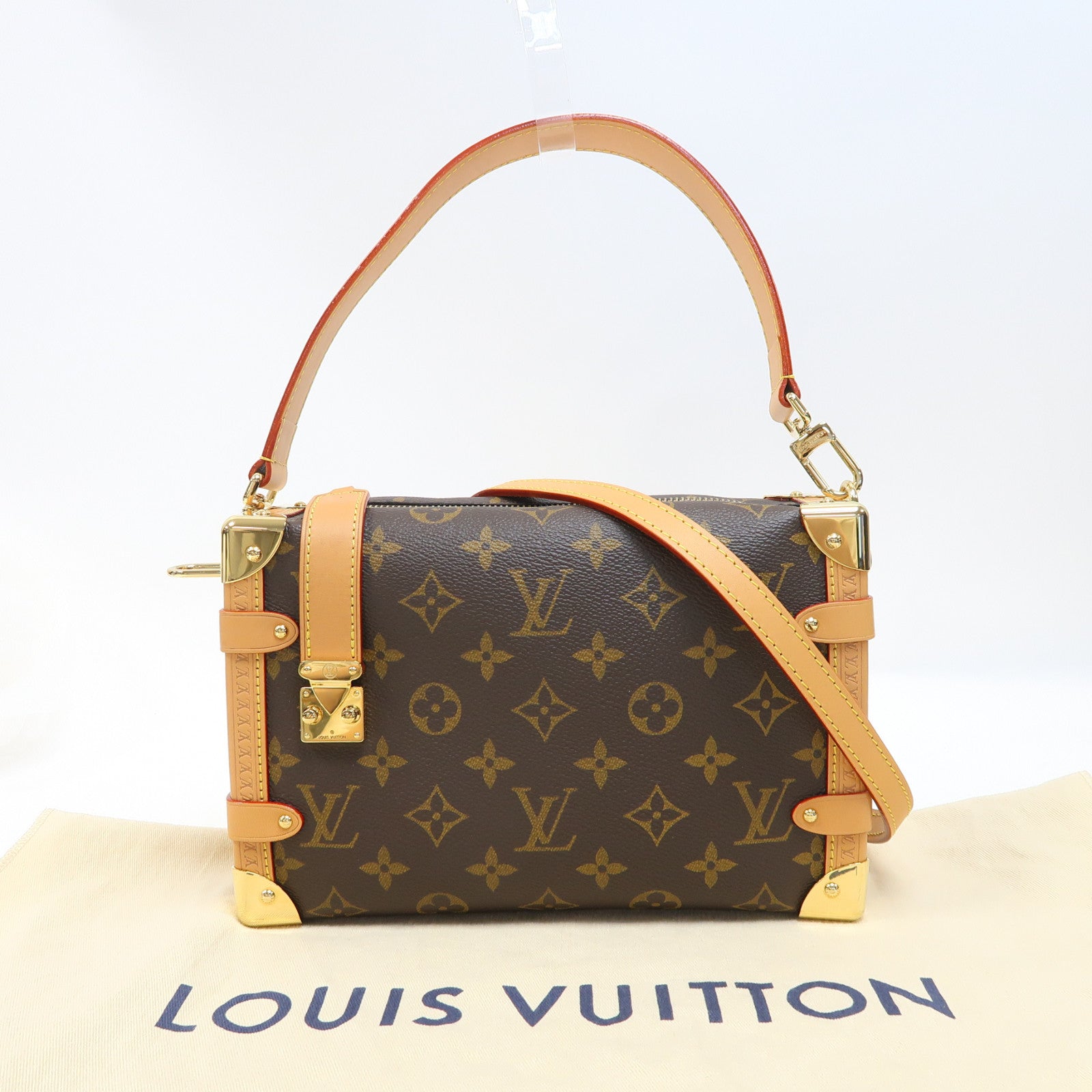 LOUIS VUITTON Monogram Side Trunk MM金扣手挽肩背兩用袋啡色